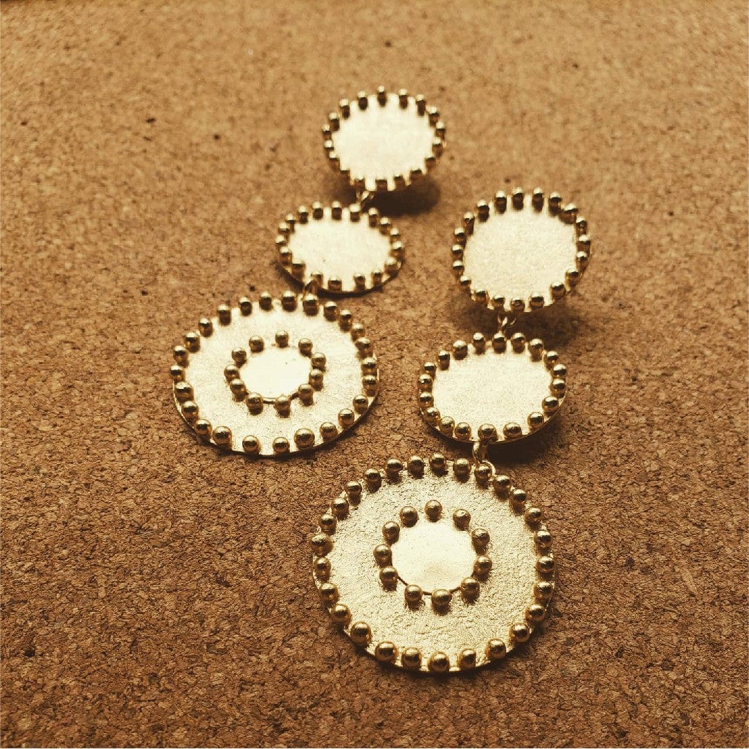 Aretes con 2 círculos y medallón precolombino - imagen 3