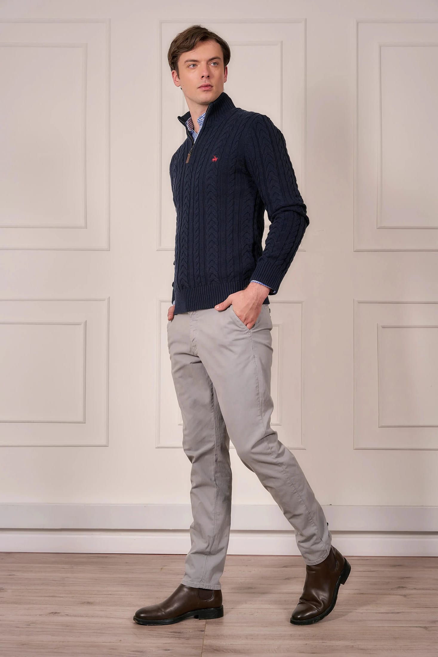 Suéter Halfzip Trenzado Rib Hombre Azul Oscuro - imagen 3