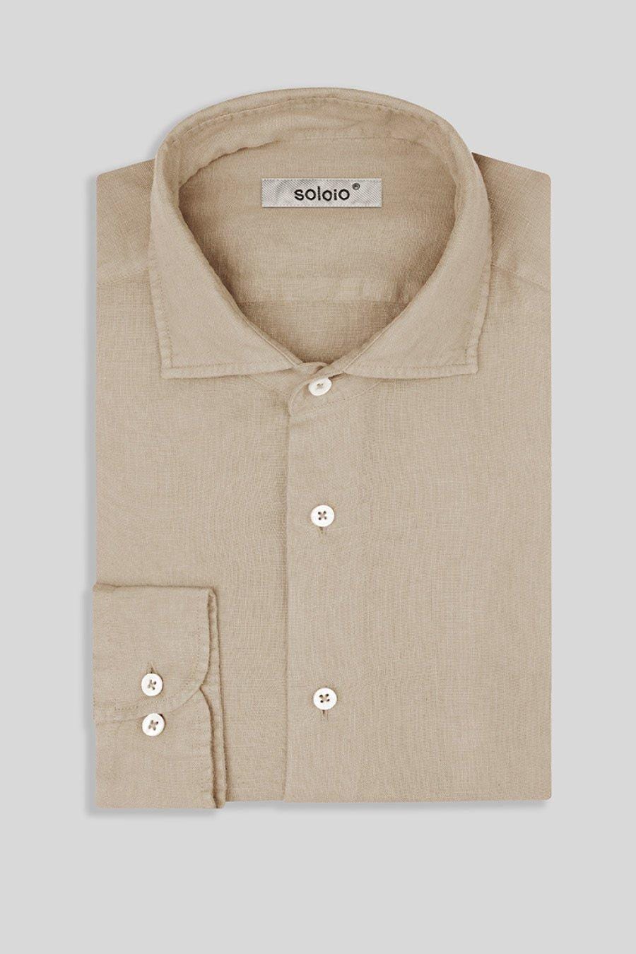 Men's linen shirt beige basic - imagen 8