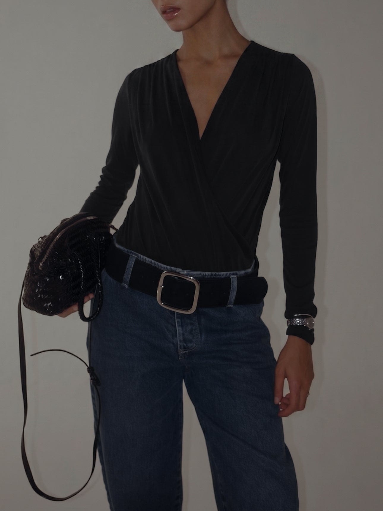 LONG SLEEVE FLOWY BODY - BLACK - imagen 4