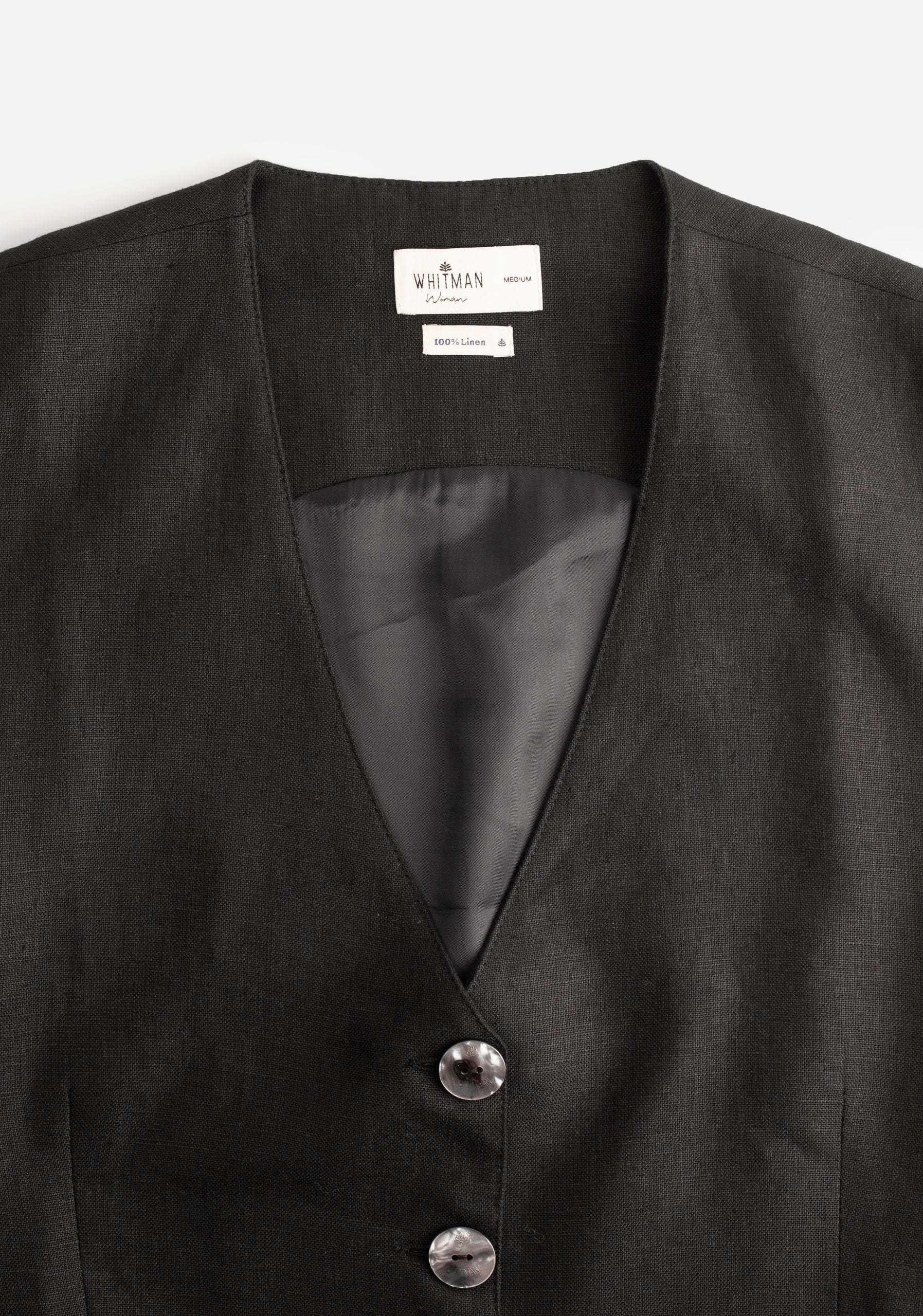 Chaleco M Monroe Lino Negro - imagen 3