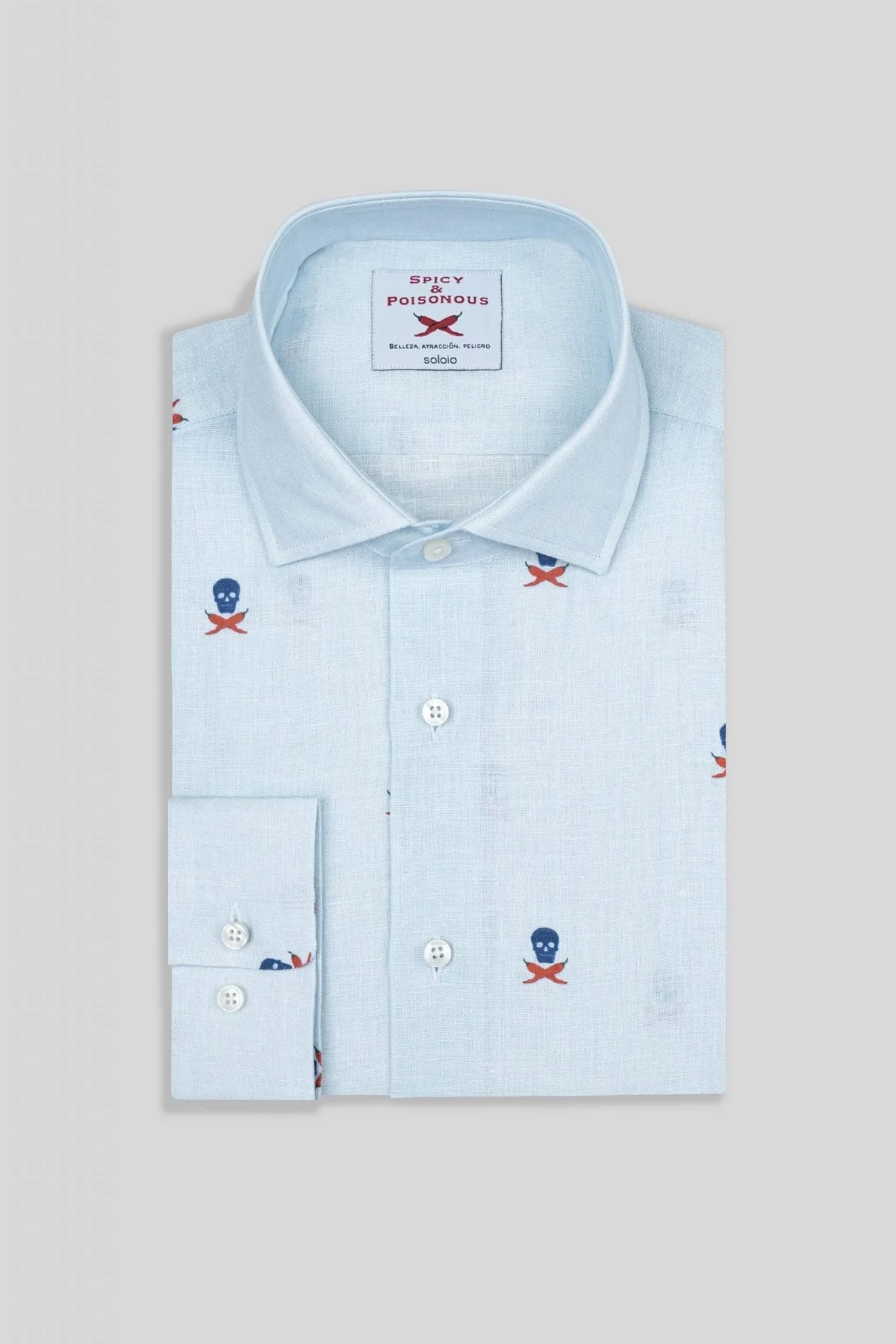 Men's linen shirt separated skulls icement - imagen 7