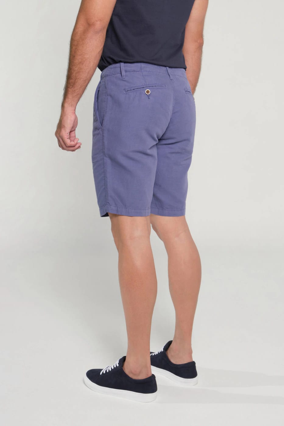 Bermuda Slim Fit Lino Azul Medio - imagen 3