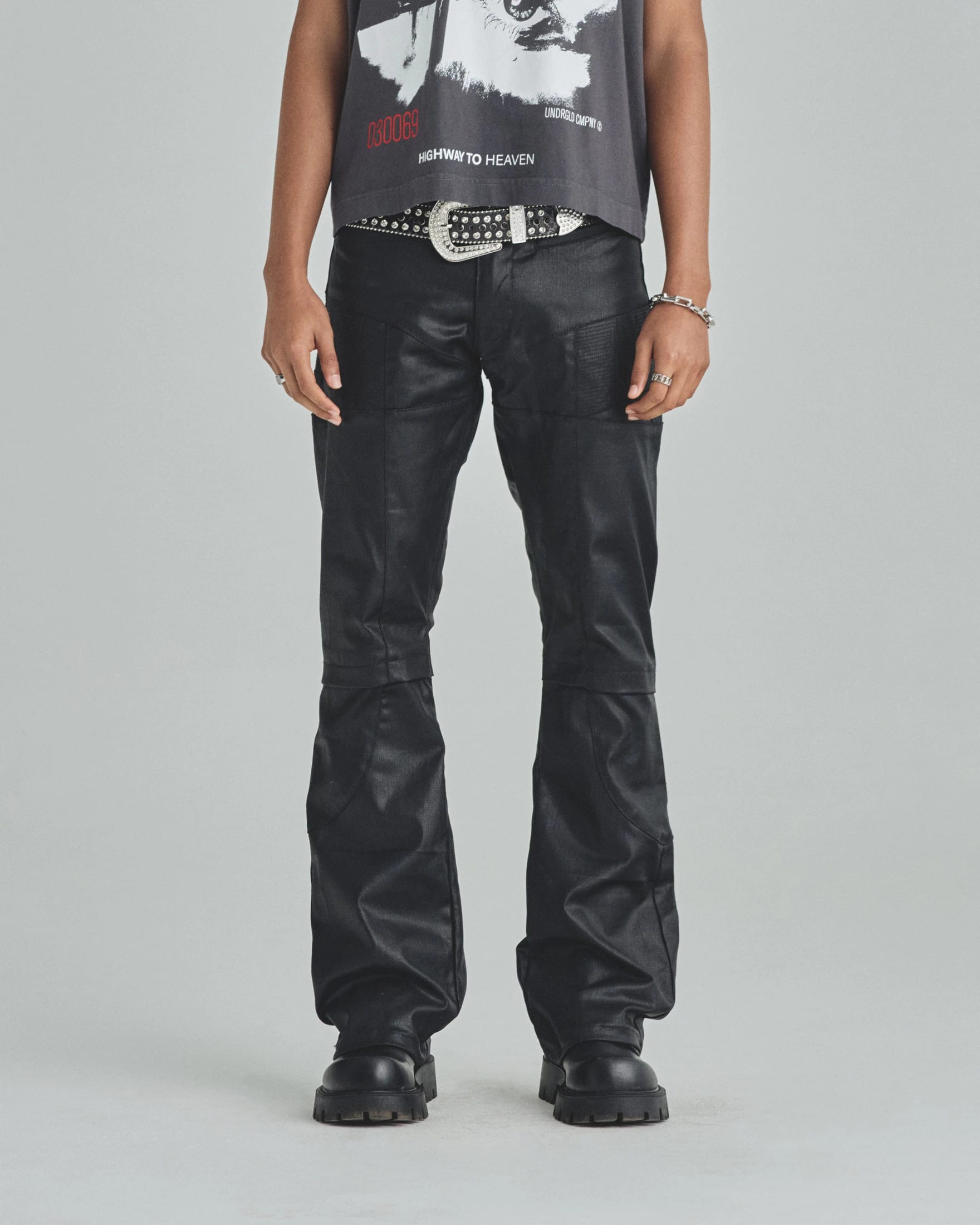 Basics Pleather Flare Pants Black - imagen 2