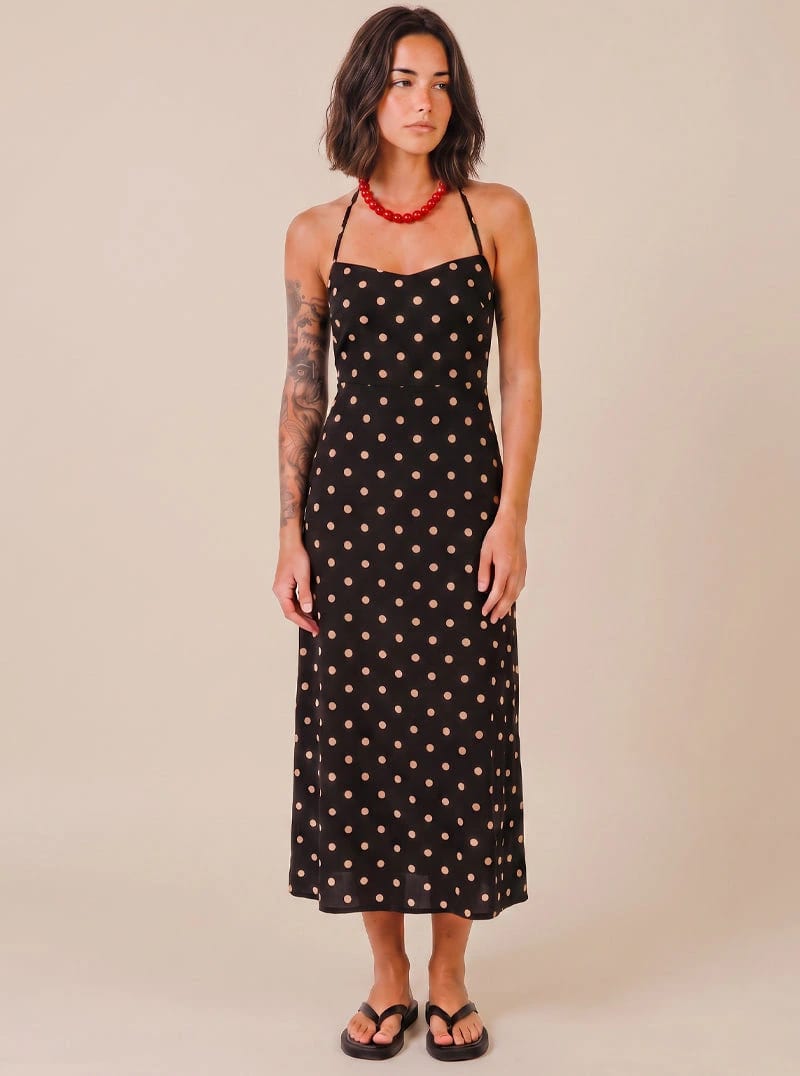 VESTIDO DOTS CAMEL - imagen 1