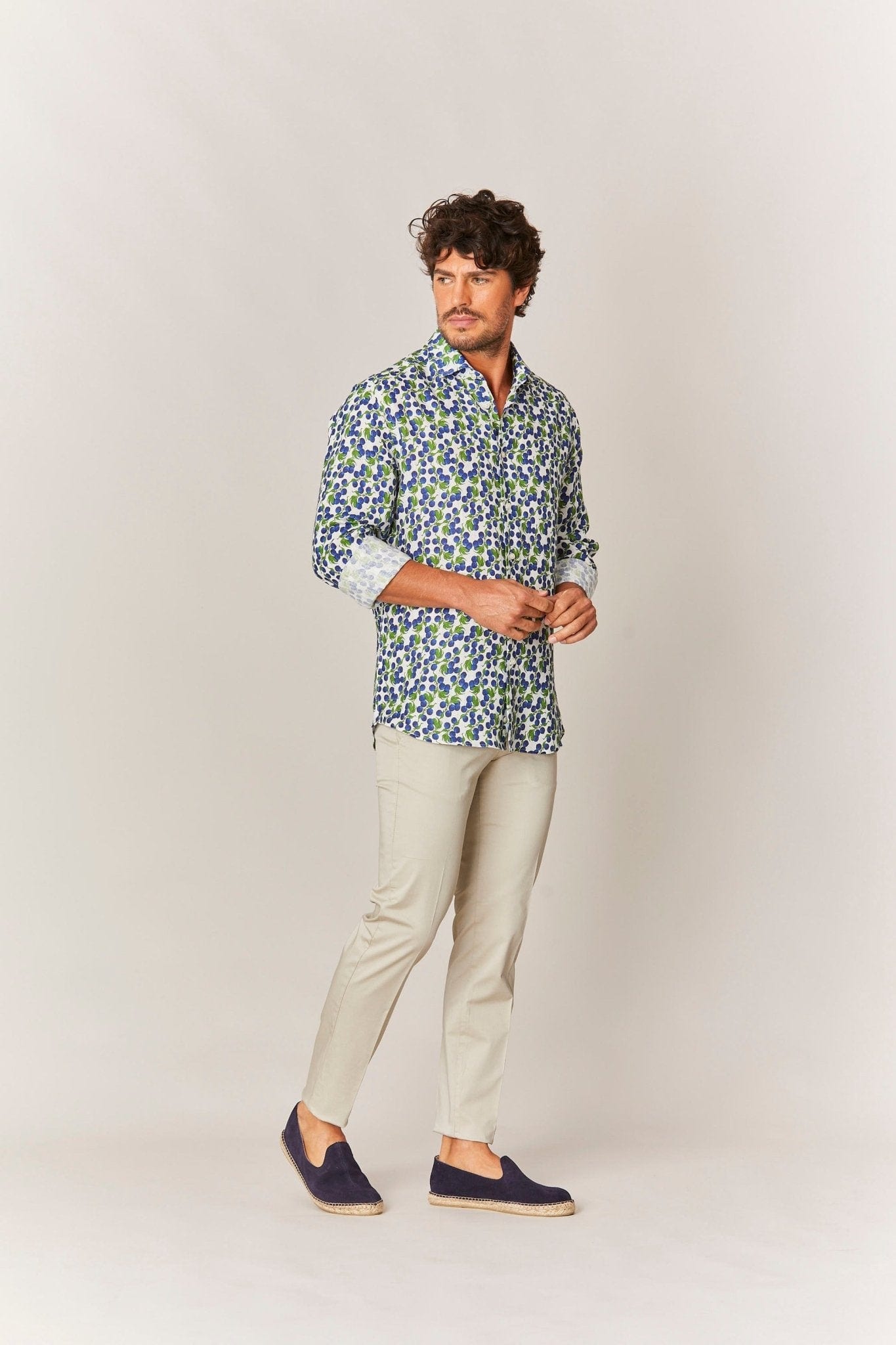 Men's linen shirt navy gooseberry - imagen 3