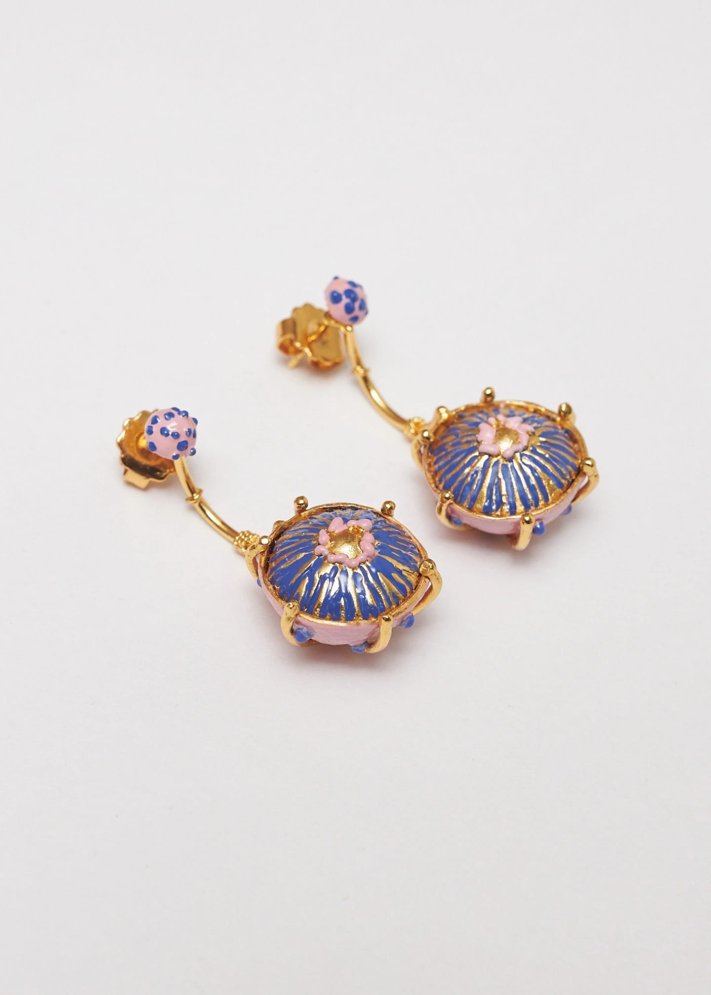Aretes maxi sombrerito Azul Rosa - imagen 1