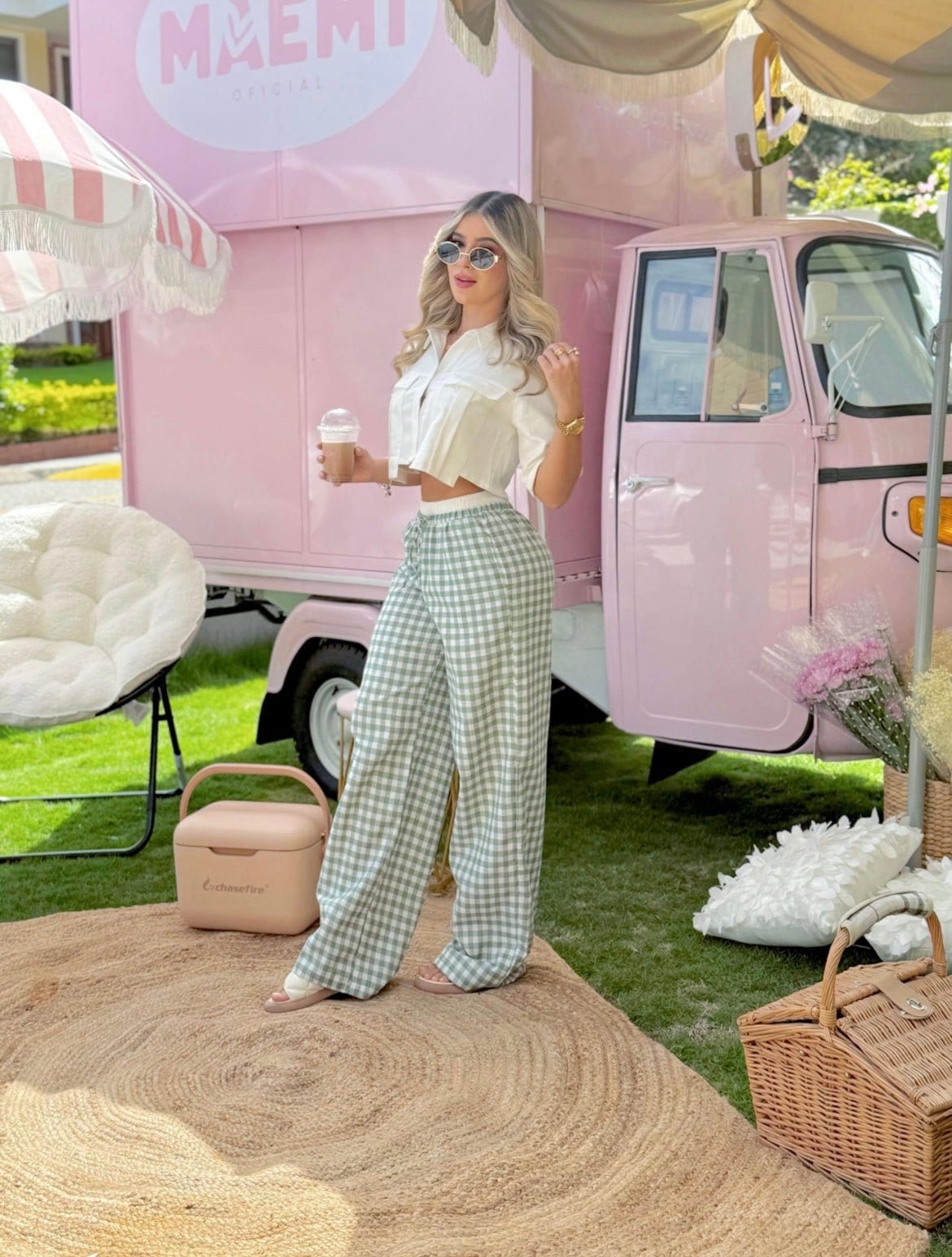 Pantalón Aura (Estampado Cuadros- verde) - imagen 1
