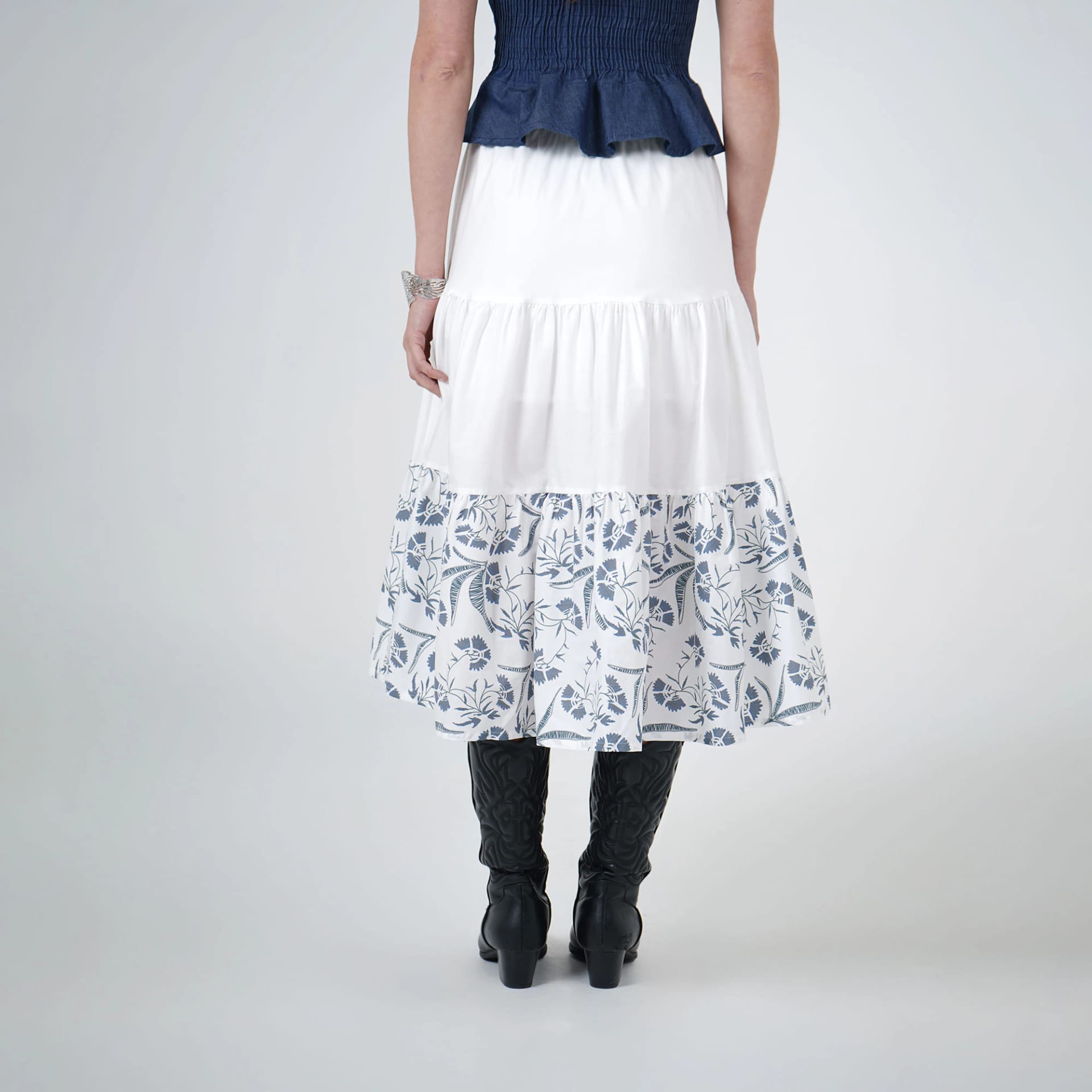 Falda larga silueta en a con estampado flores - imagen 4