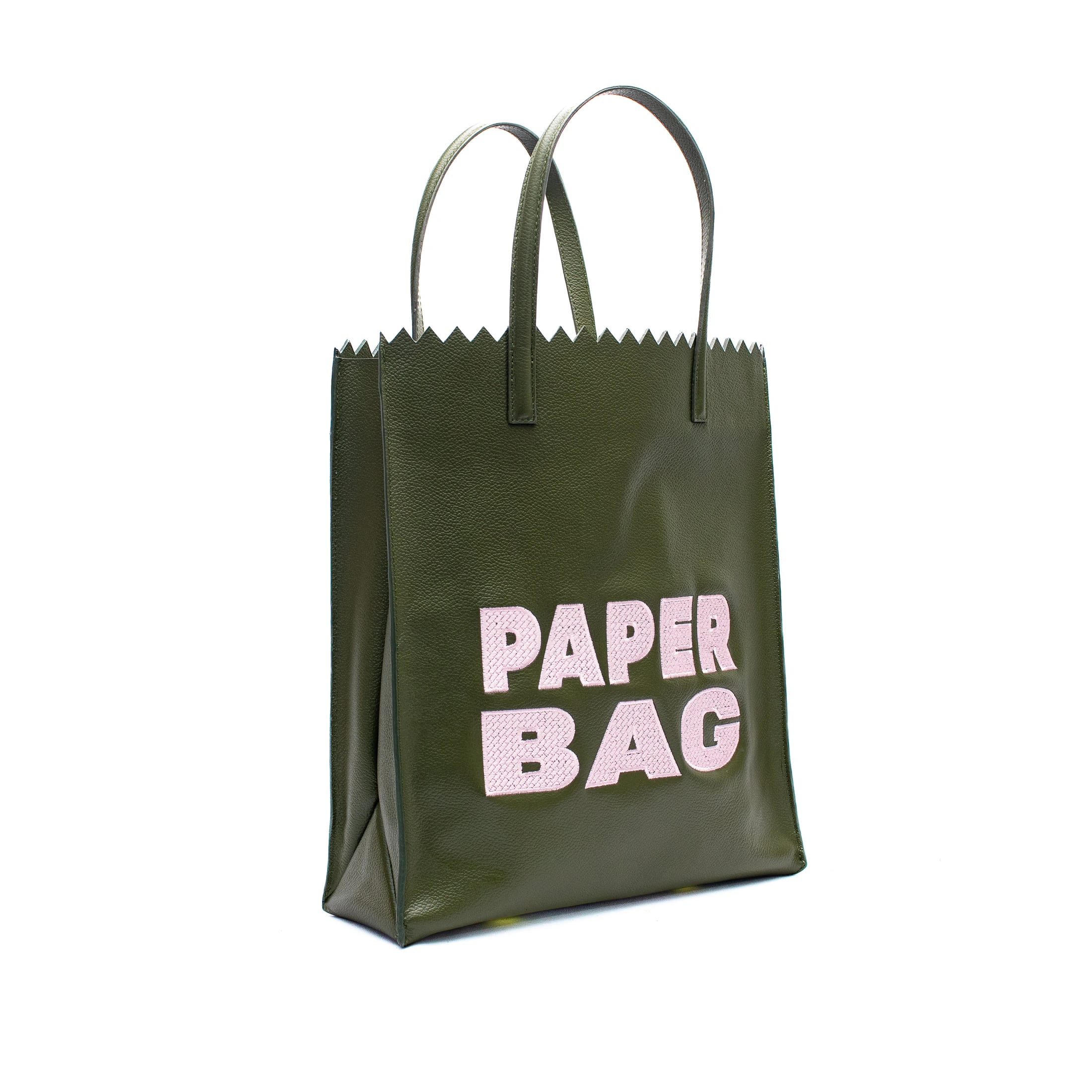 PAPER BAG verde olivo x rosa claro - imagen 3