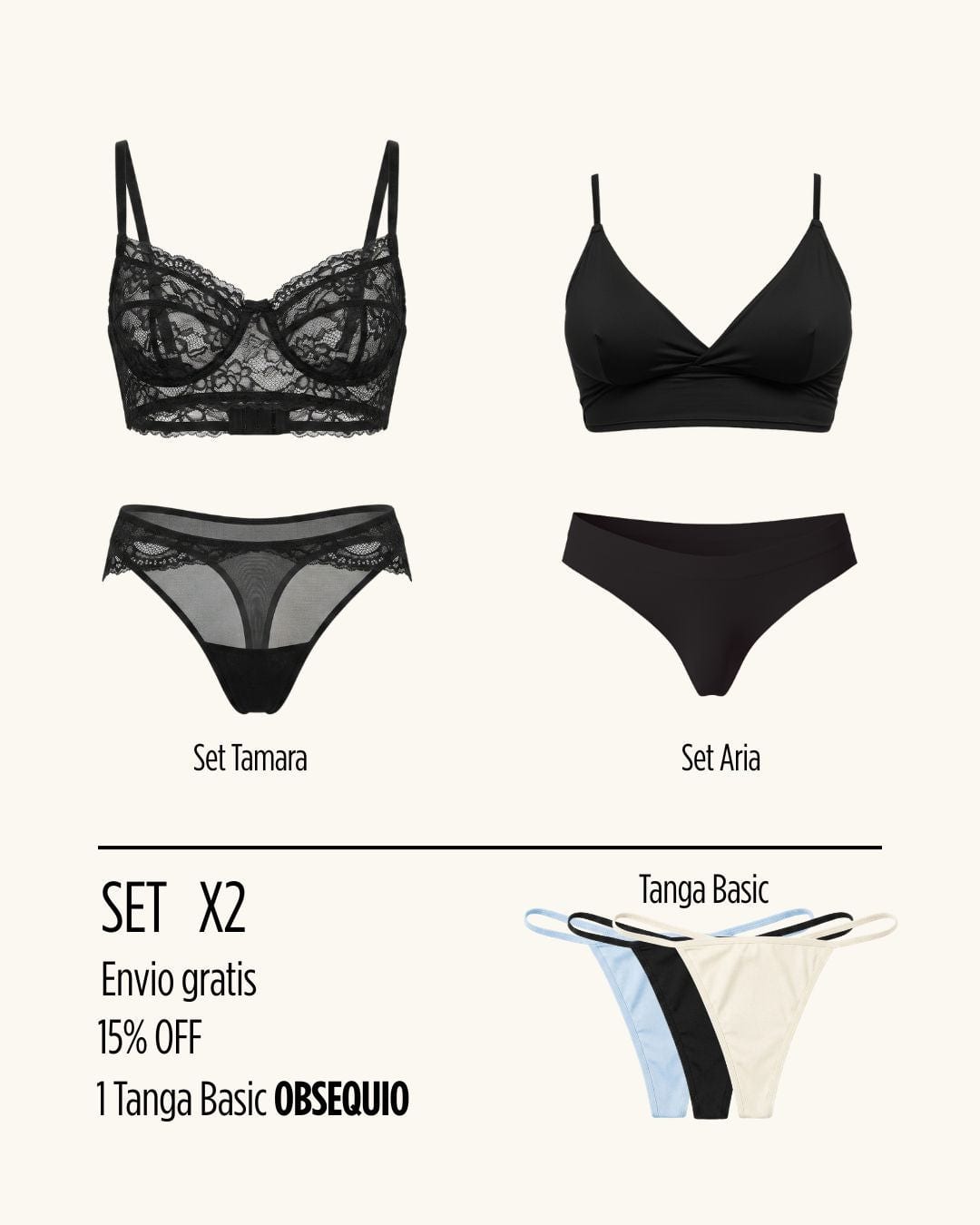 Combo Set x2 + Tanga basic obsequio + Envio gratis - imagen 5