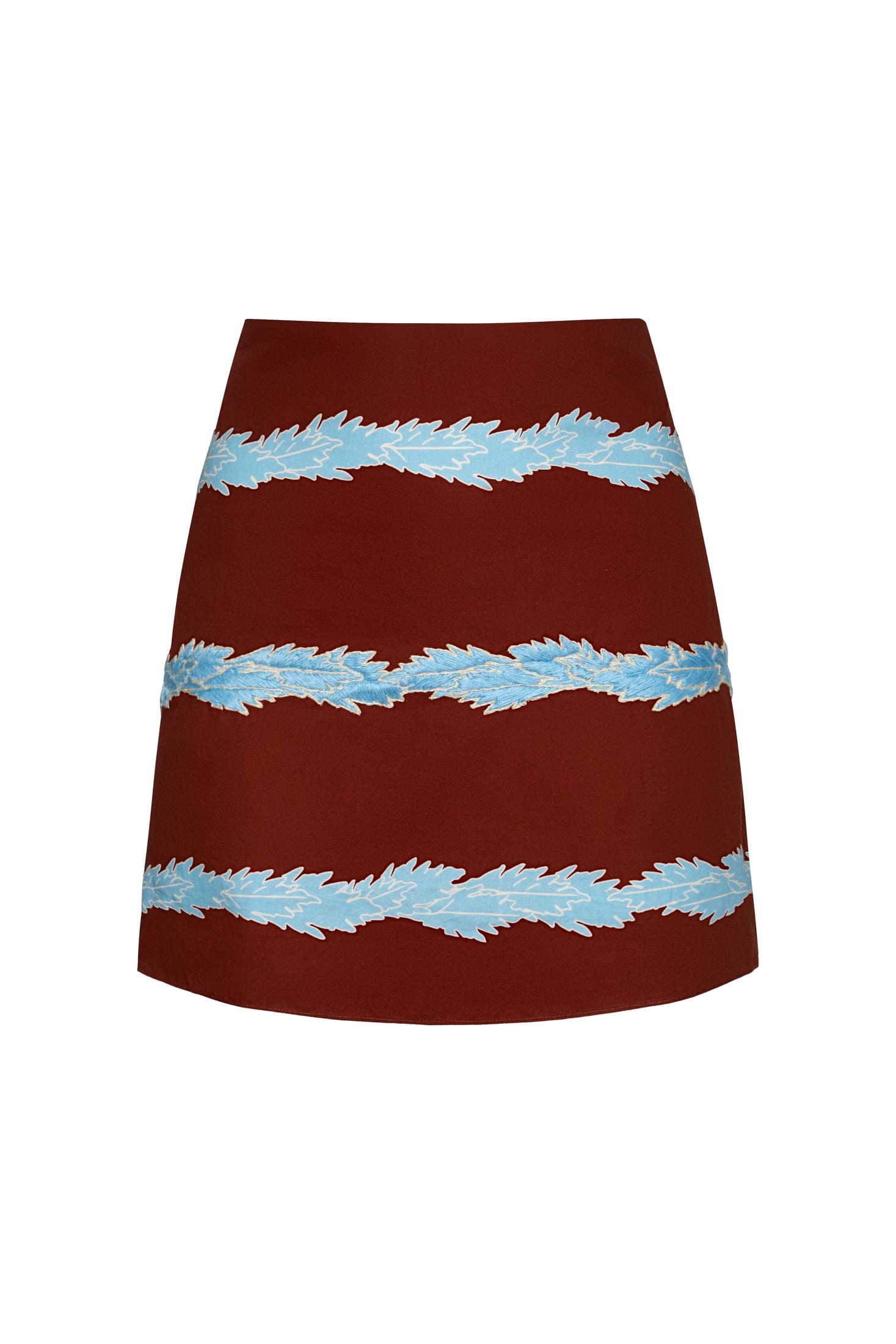 Carmelita Hand Embroidered Cotton Mini Skirt / Chocolate Striped Helechos - imagen 1