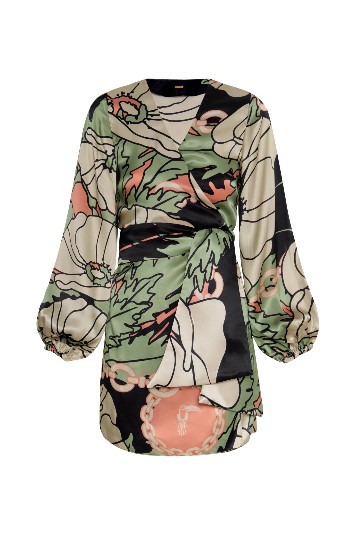 Tertulia Satin Silk Mini Dress / Sage Gladiolos Garden - imagen 4