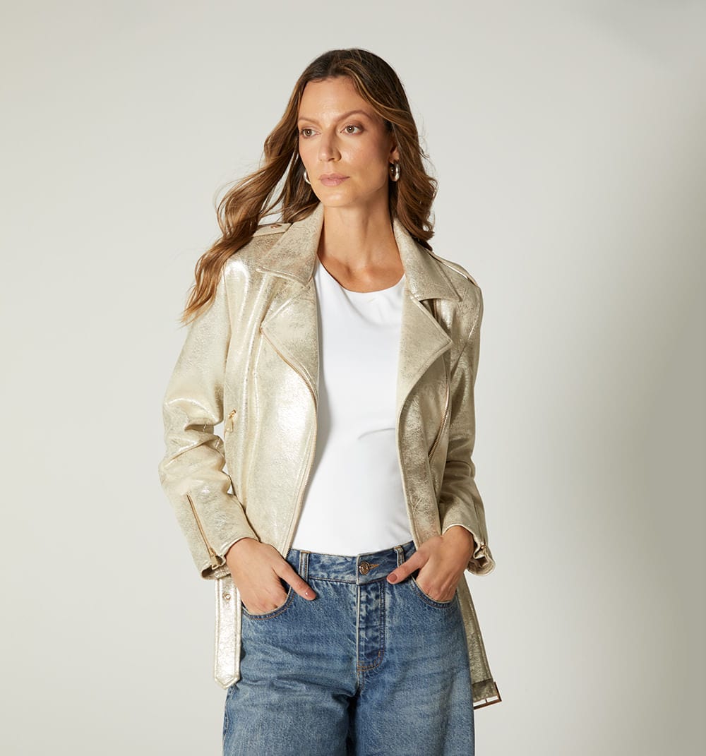 Chaqueta biker con efecto foil - imagen 5