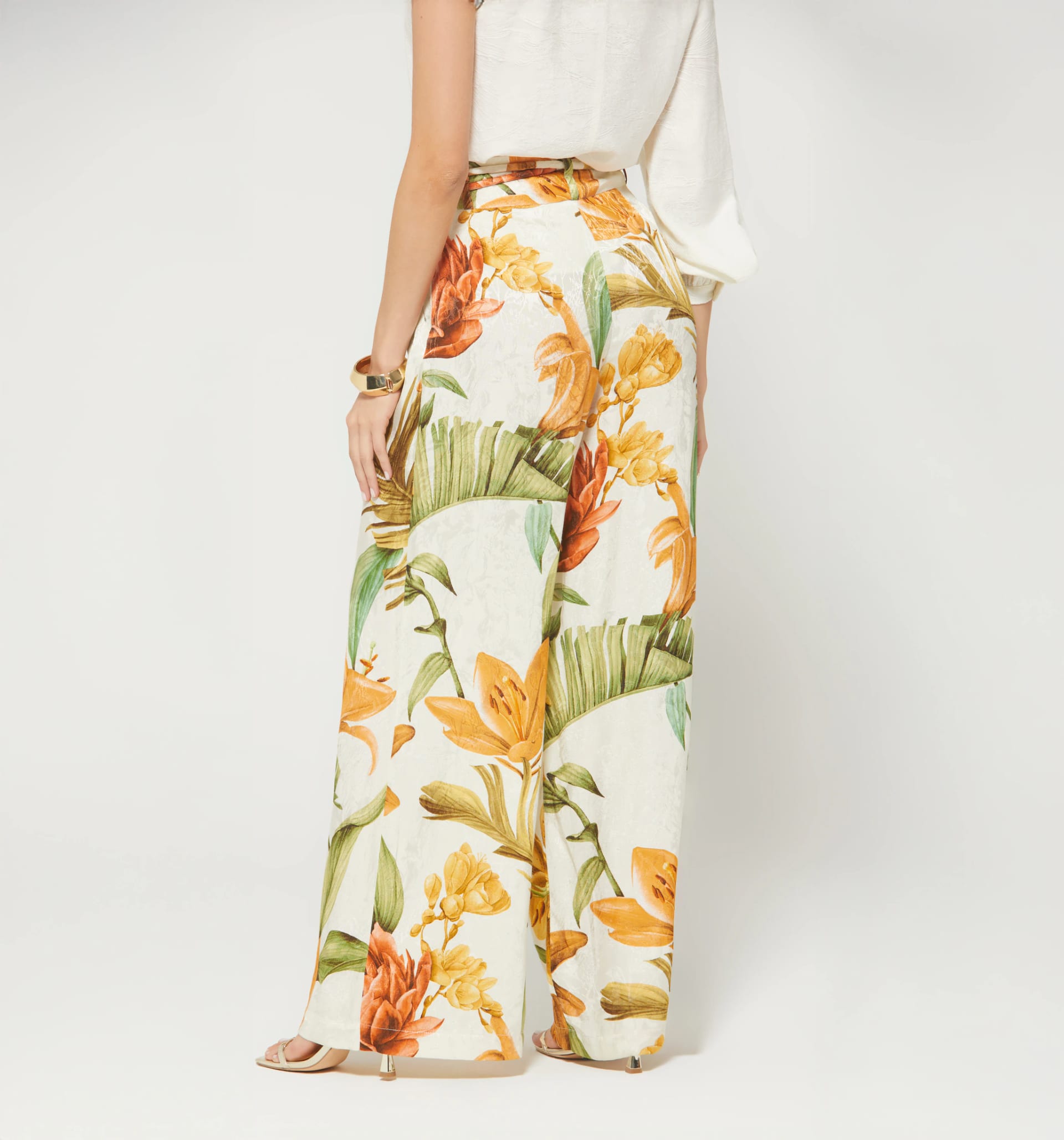 Pantalon palazo tiro alto con tira doble - imagen 4
