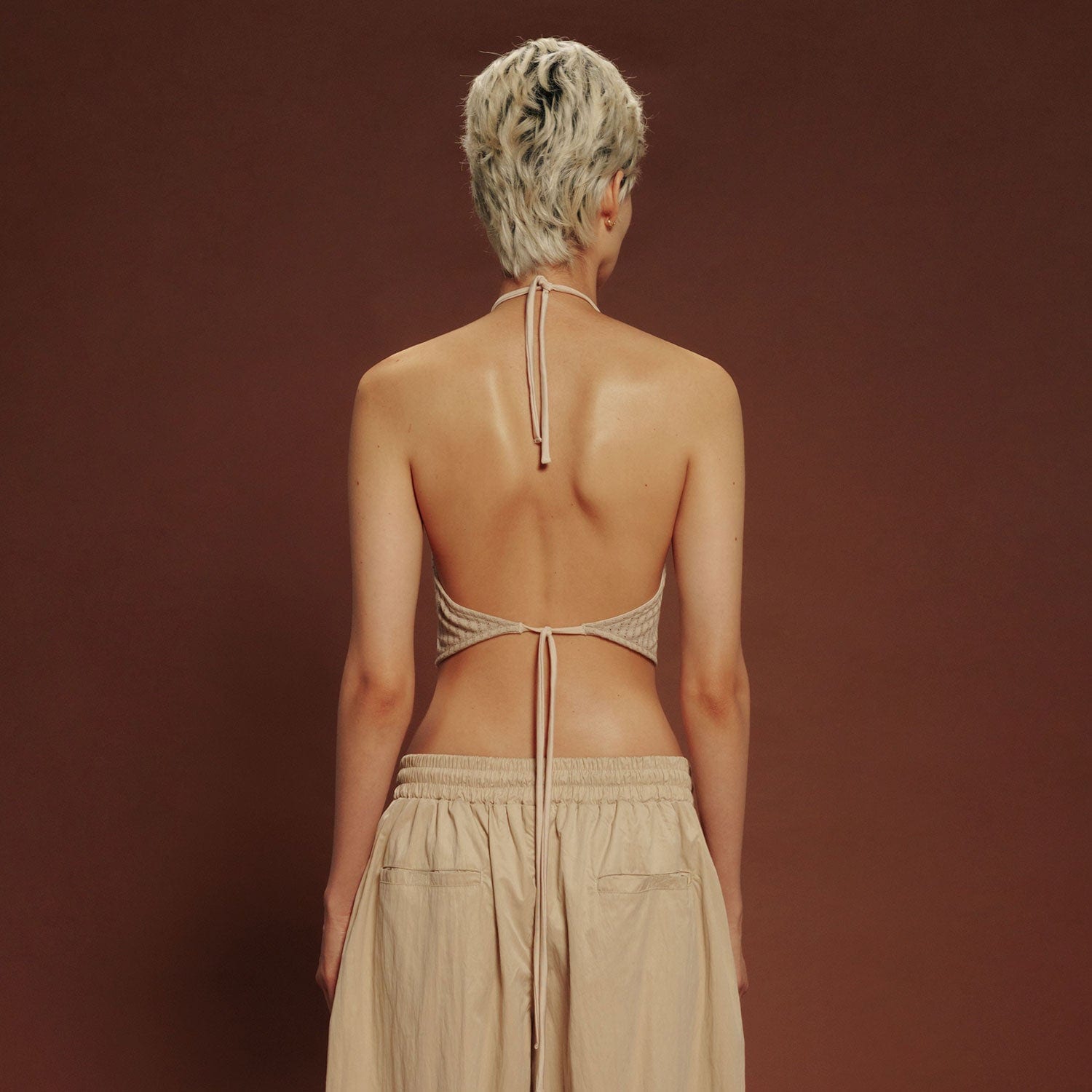 Textured Halter Top - Camel - imagen 4