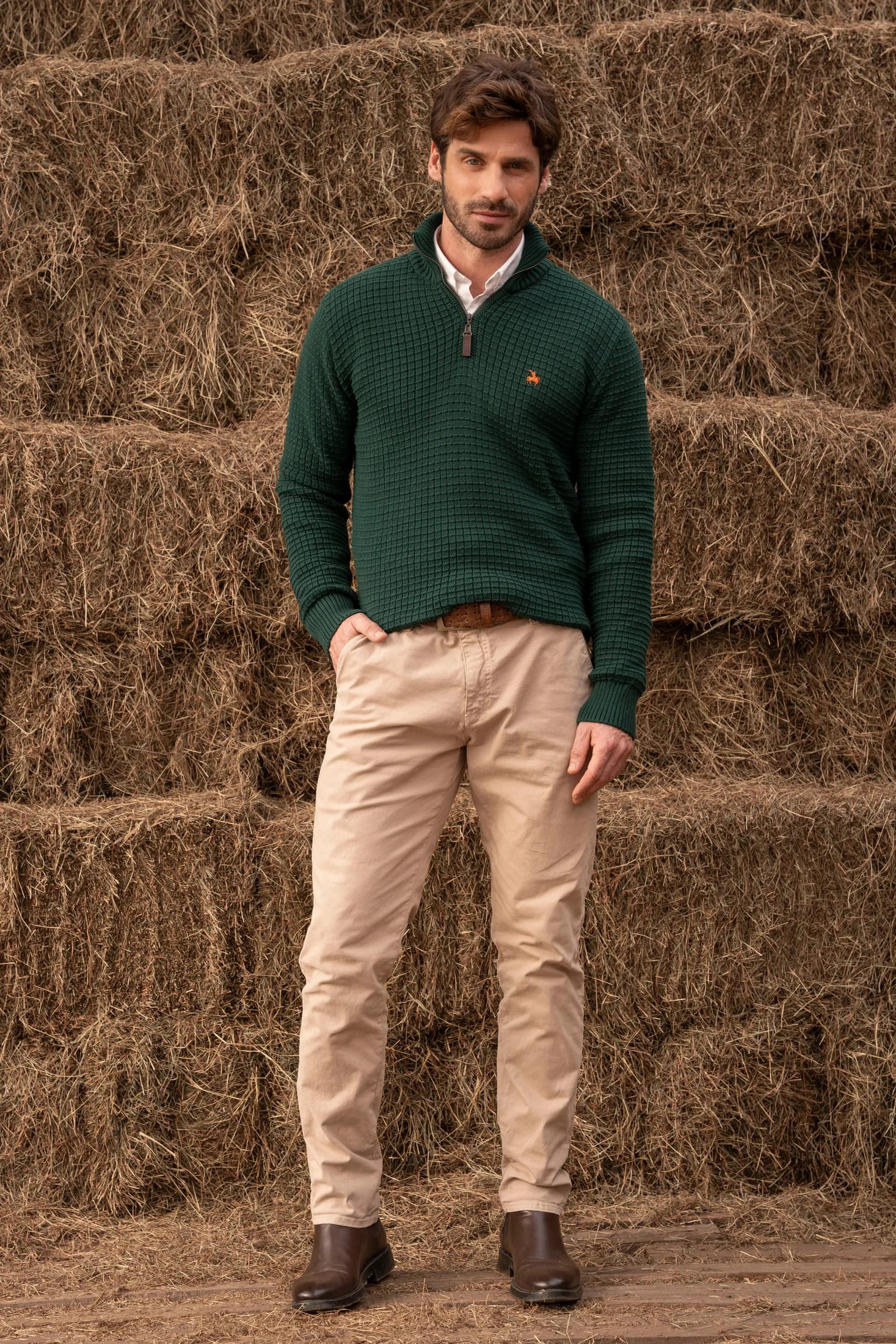 Suéter Halfzip Waffle Hombre Verde - imagen 4