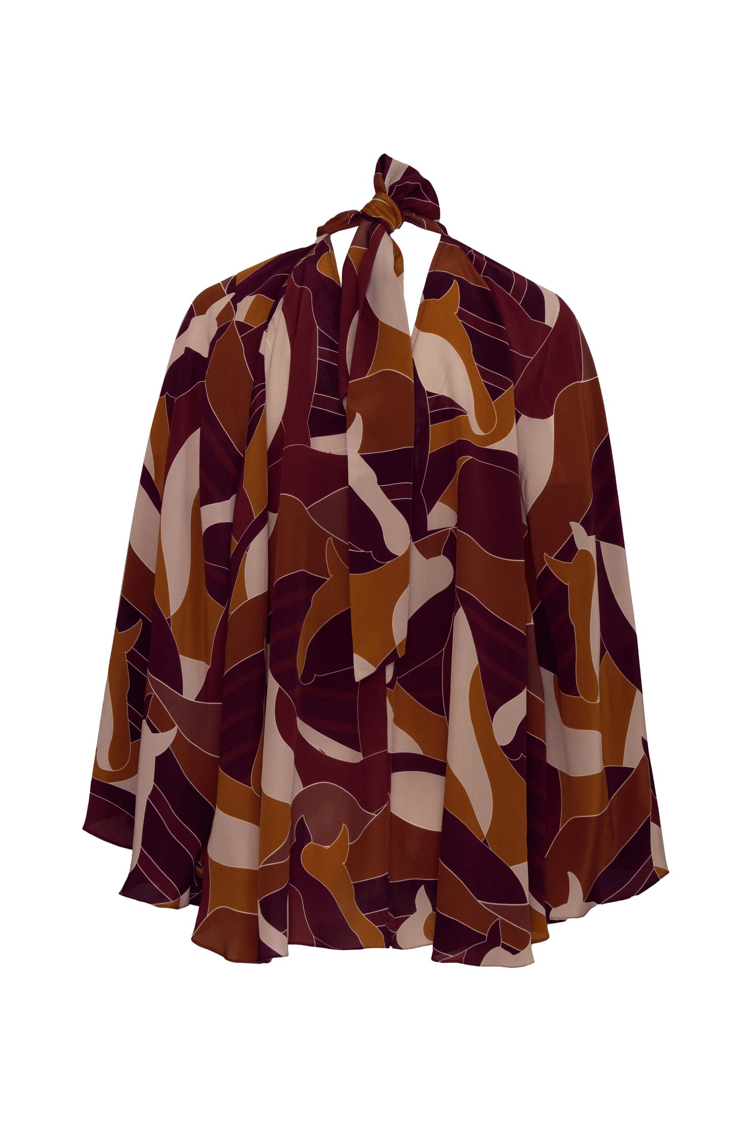 Boho Crepe Chine Blouse / Purple Horses - imagen 3