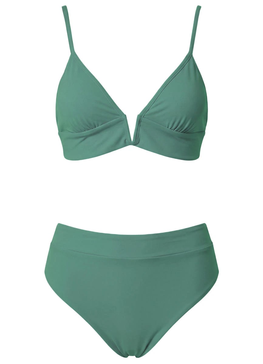 Maaji Eucalyptus Green Parade Long Line Triangle Bikini Top - imagen 8