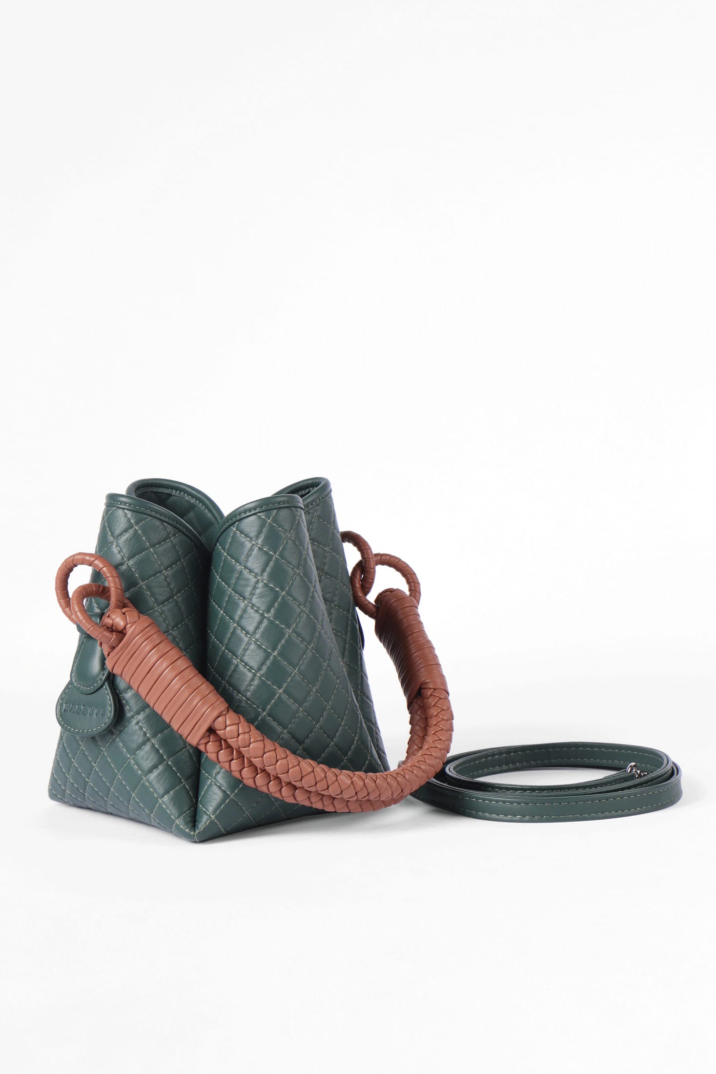 Tulip Mini Bucket Bag, Green & Brandy - imagen 4