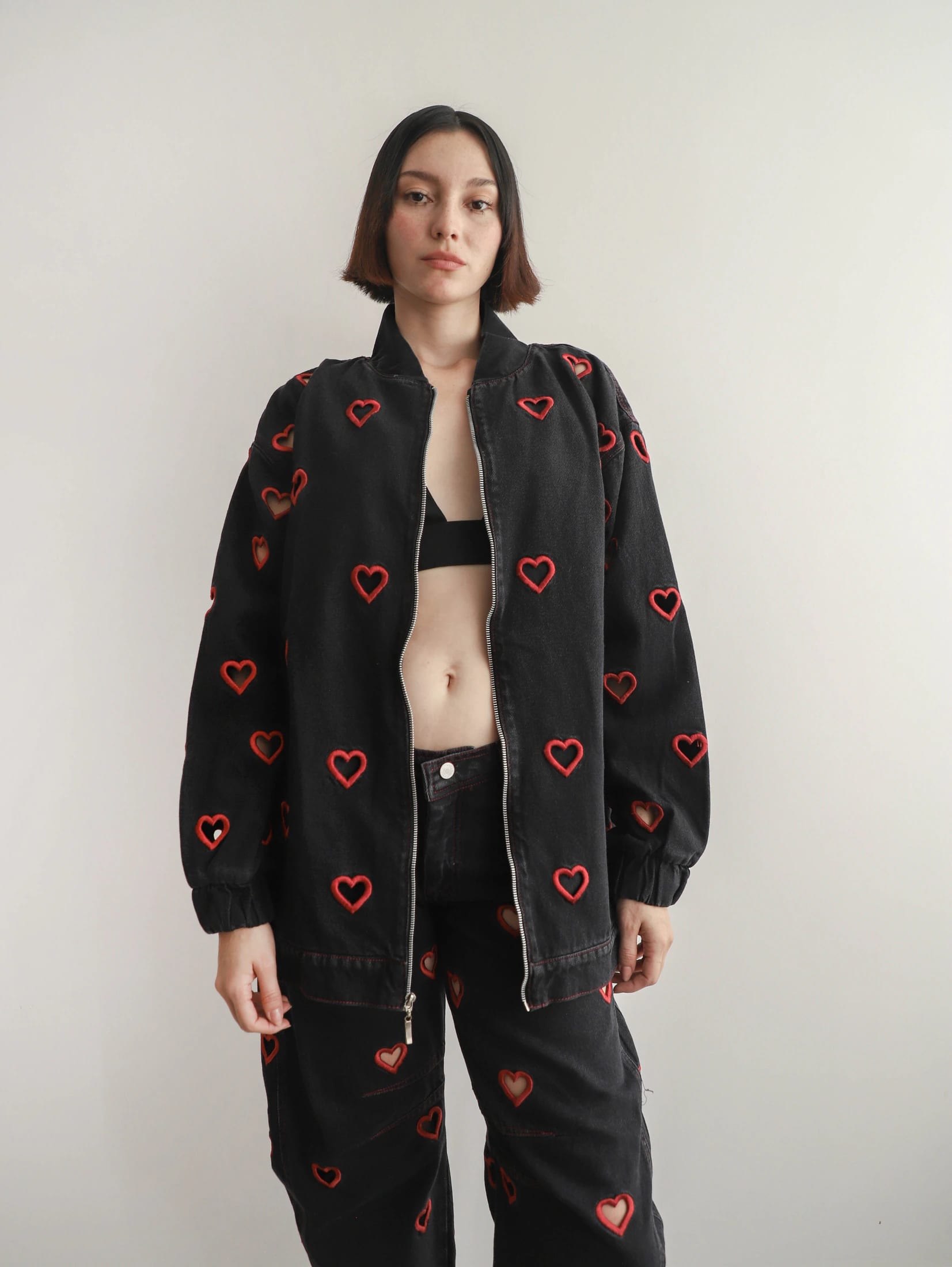 Bomber Hearts Jacket Black - imagen 3