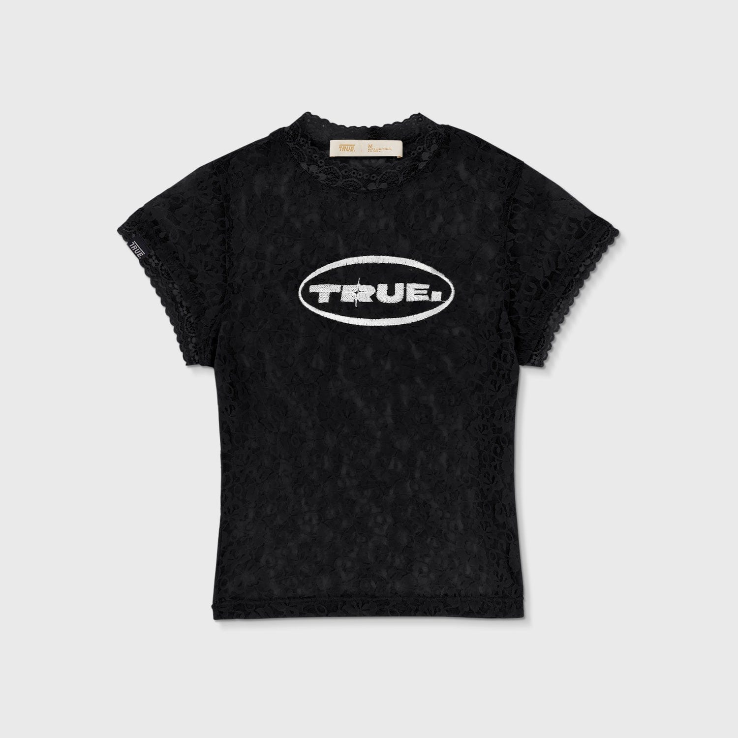 Floral Lace Baby Tee - Black - imagen 1
