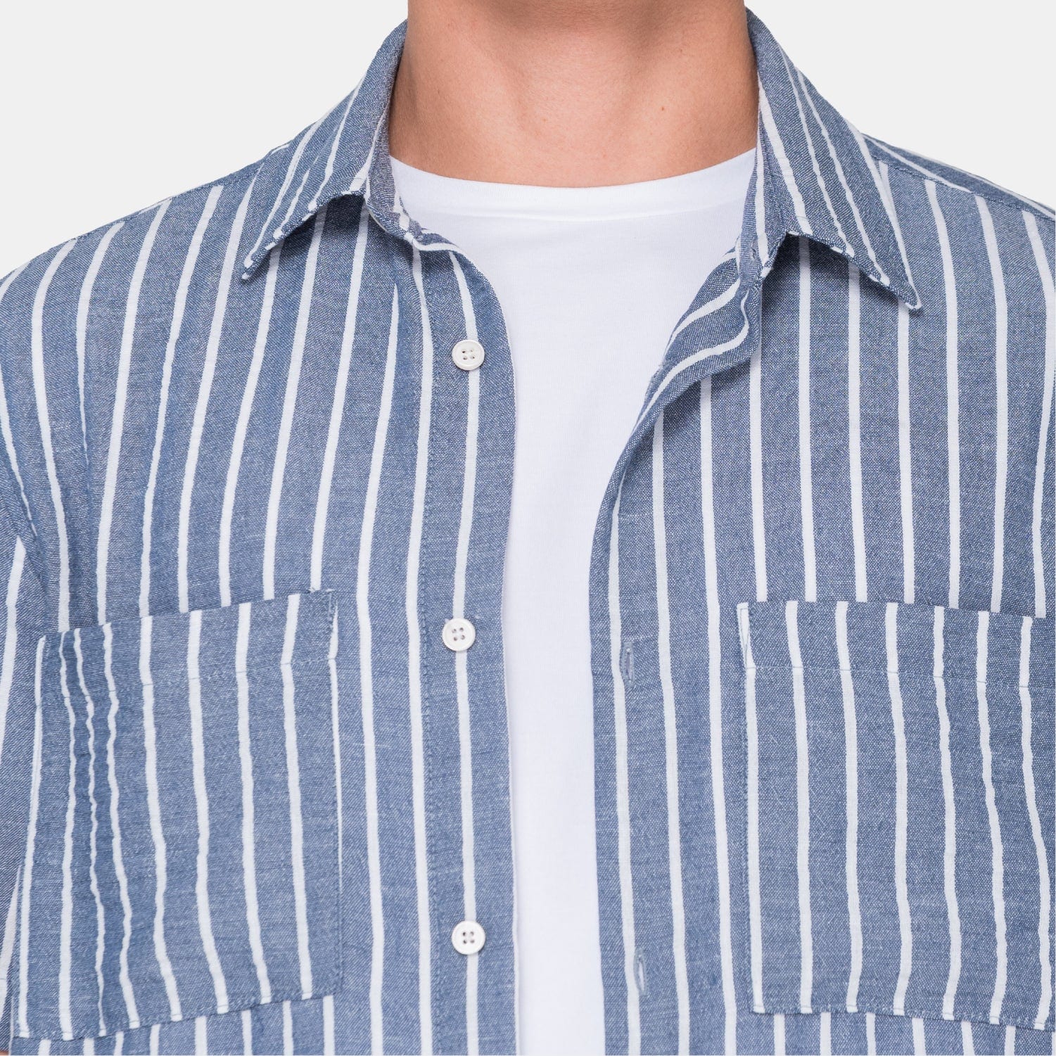 Vertical Stripes S/S Shirt Light Blue - imagen 4