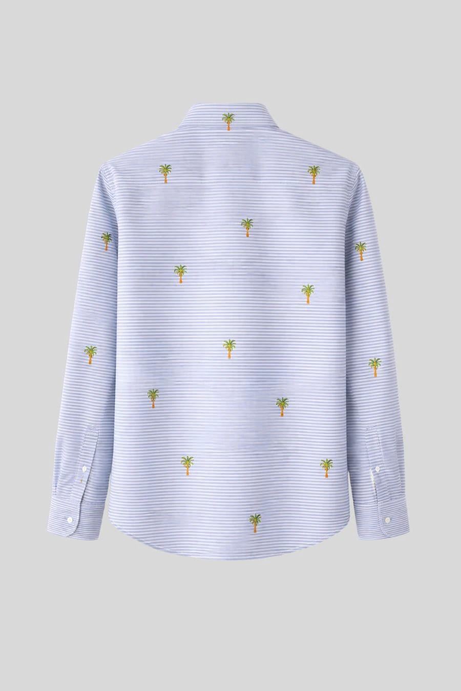 Men's cotton shirt striped orfeo light blue - imagen 2