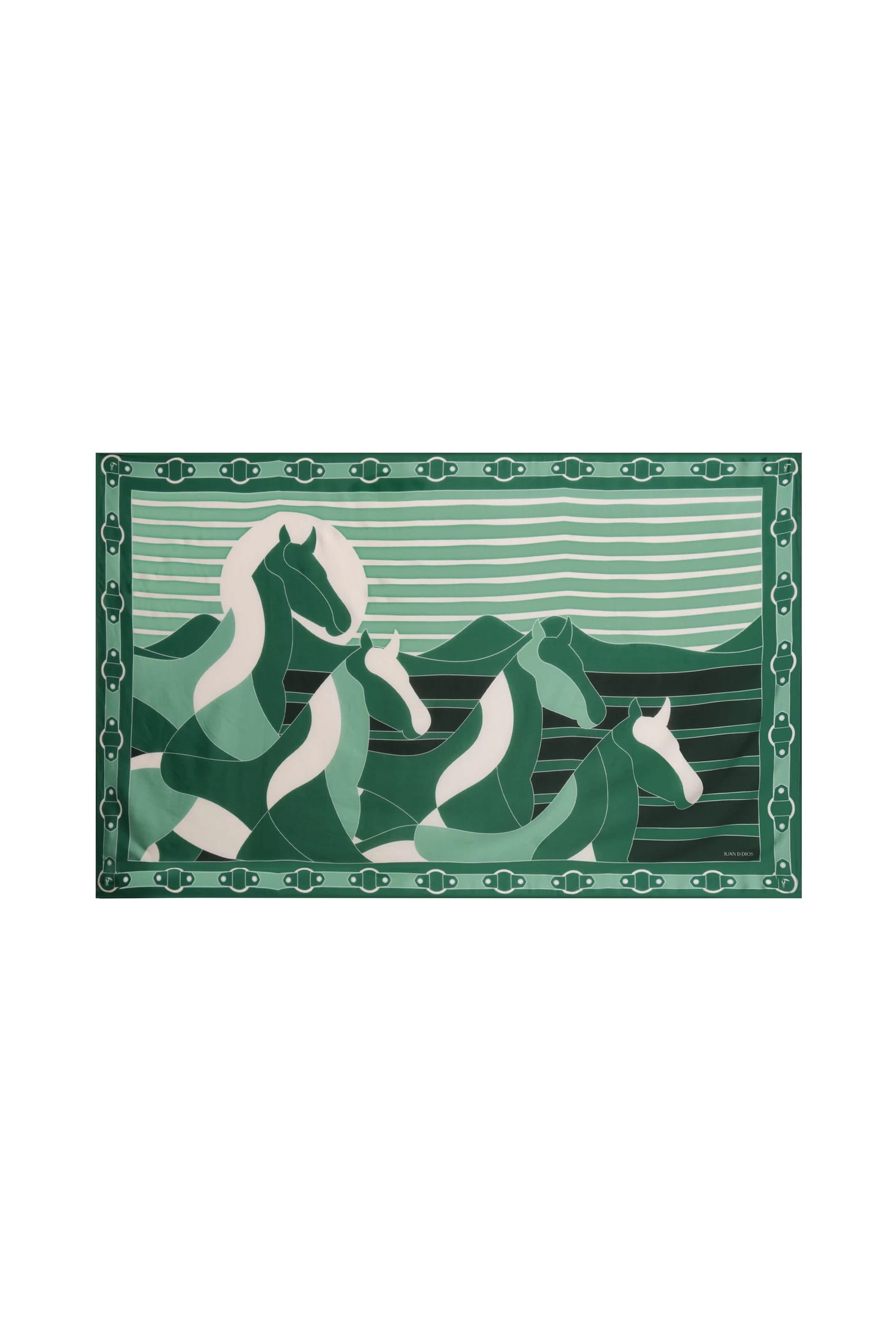 De La Falaise Cotton Silk Sarong / Green Horses - imagen 4
