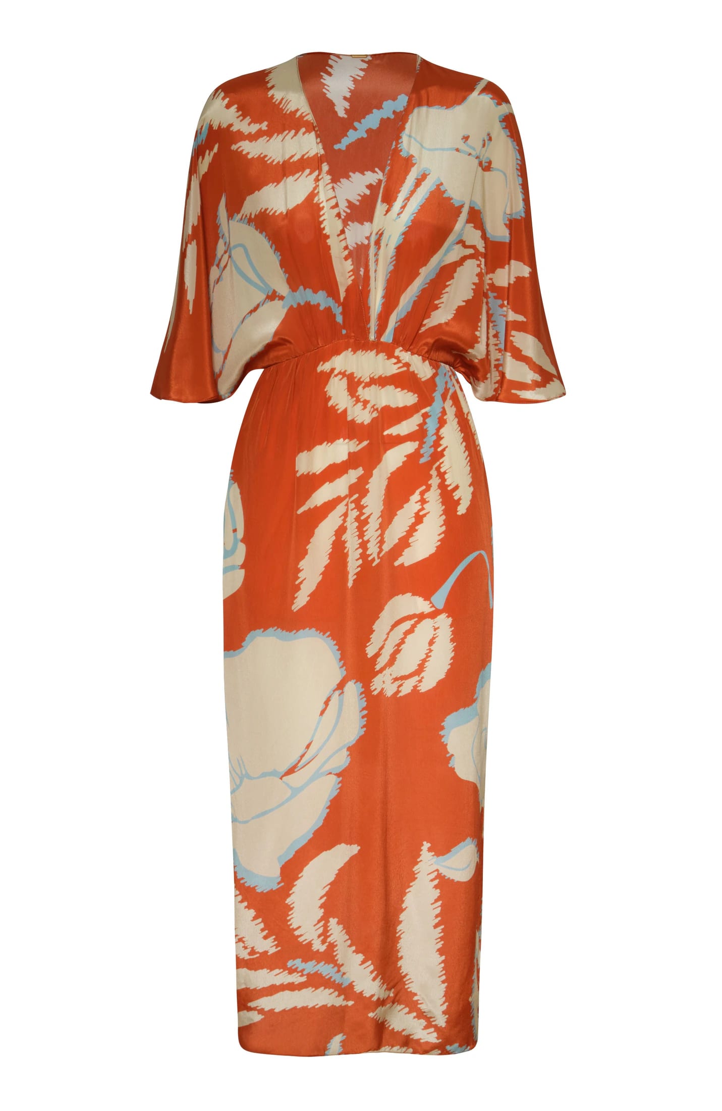 Topacio Crepe Chine Tunic Dress / Orange Gladiolos - imagen 3