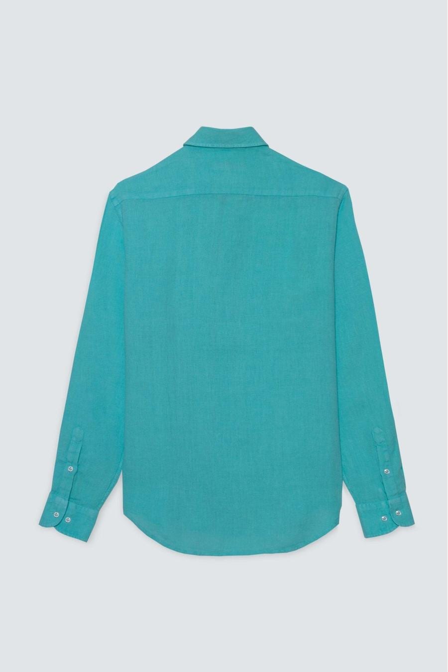 Men's linen shirt turquoise - imagen 2