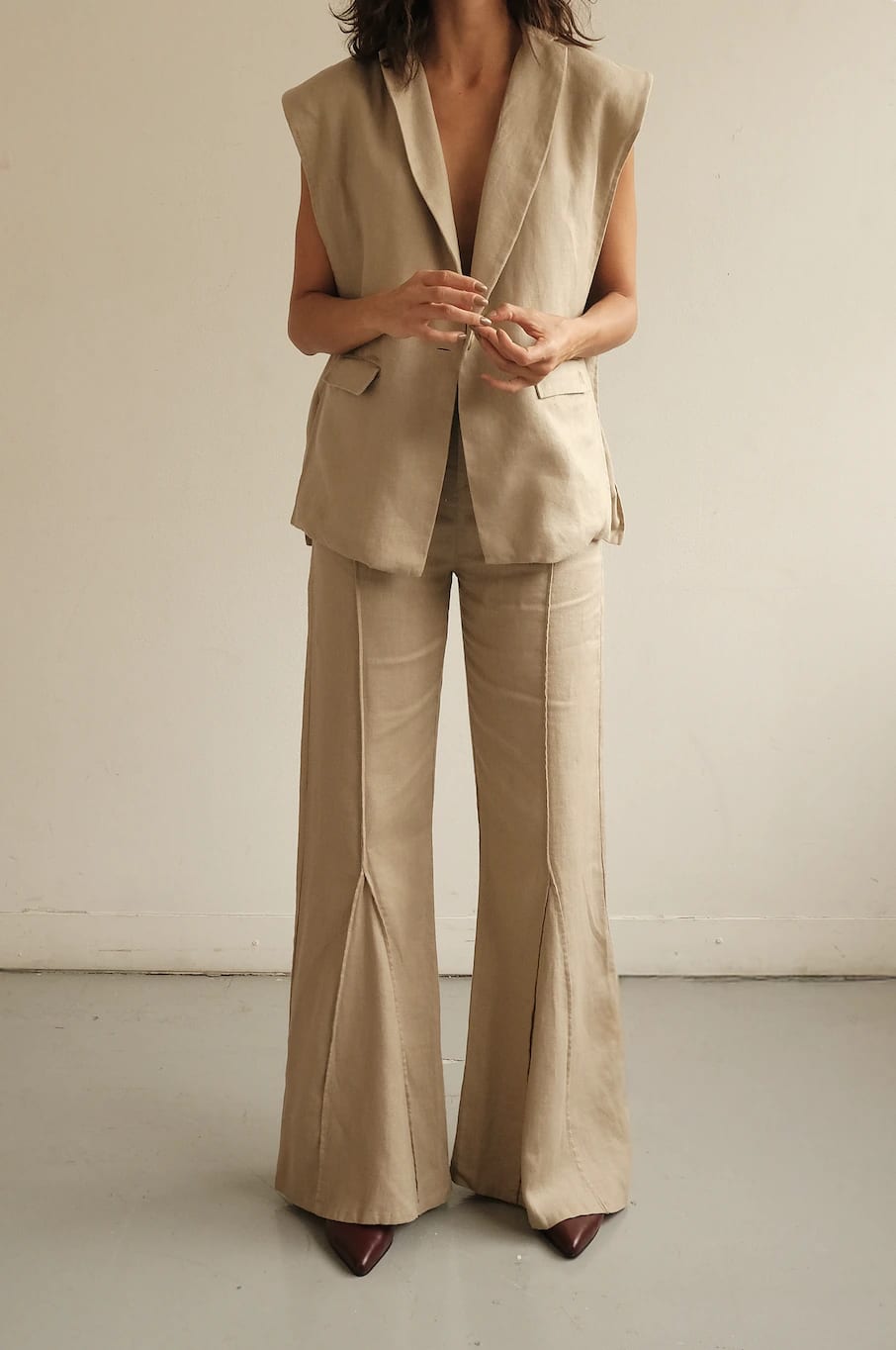 Blazer Vest Sera de lino | Mocca - imagen 4