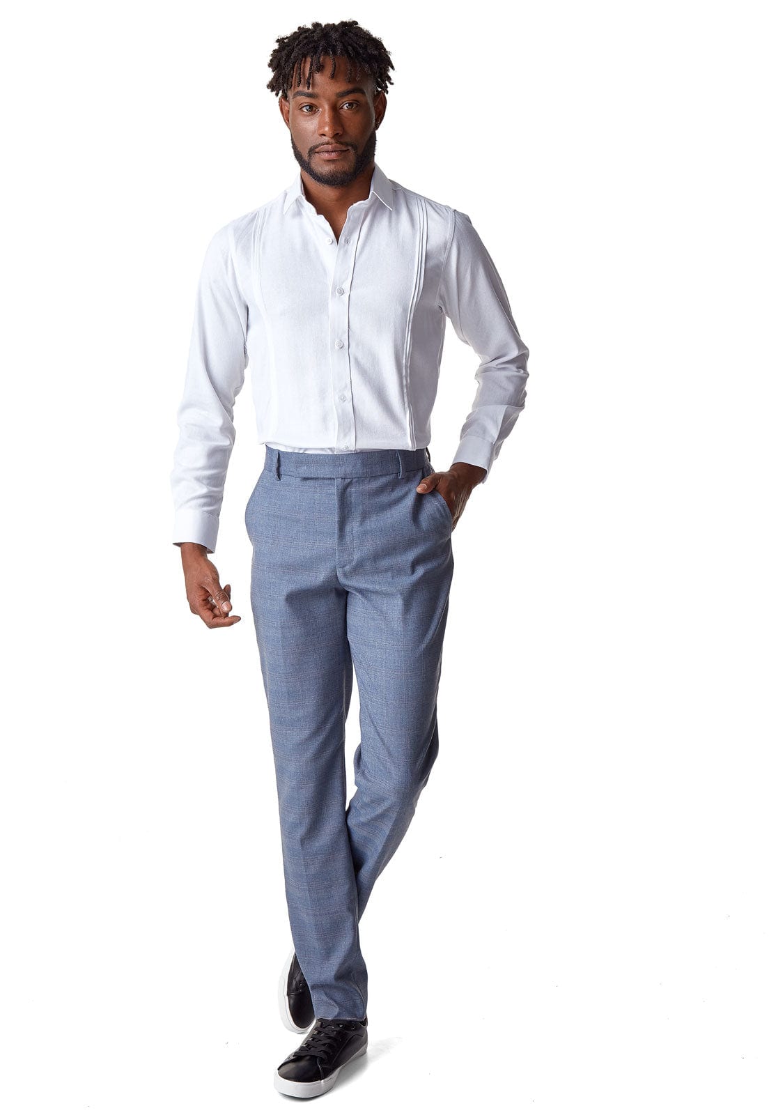 Guayabera blanca manga larga con alforzas - imagen 4