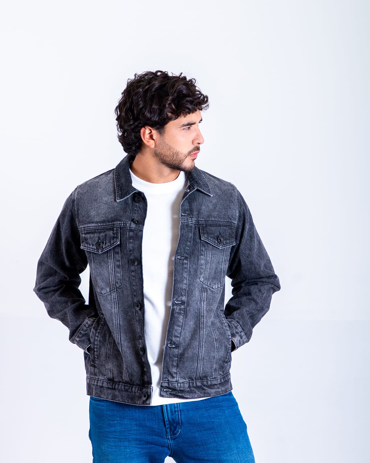 Chaqueta negra denim para hombre - imagen 2
