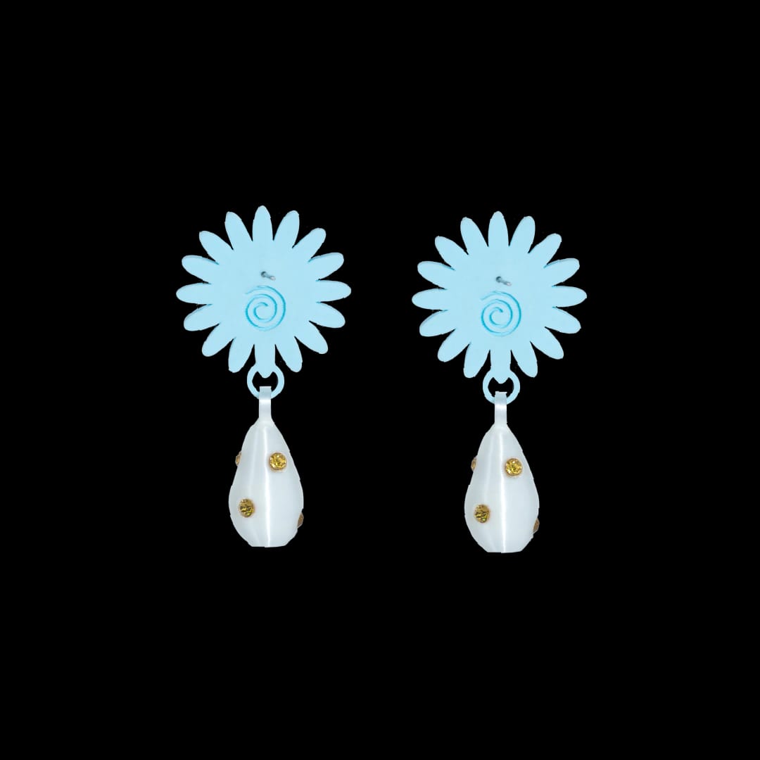ARETES DE MARGARITA CON DIJE DE PERLA - imagen 3