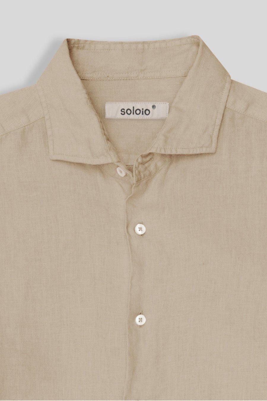 Men's linen shirt beige basic - imagen 7