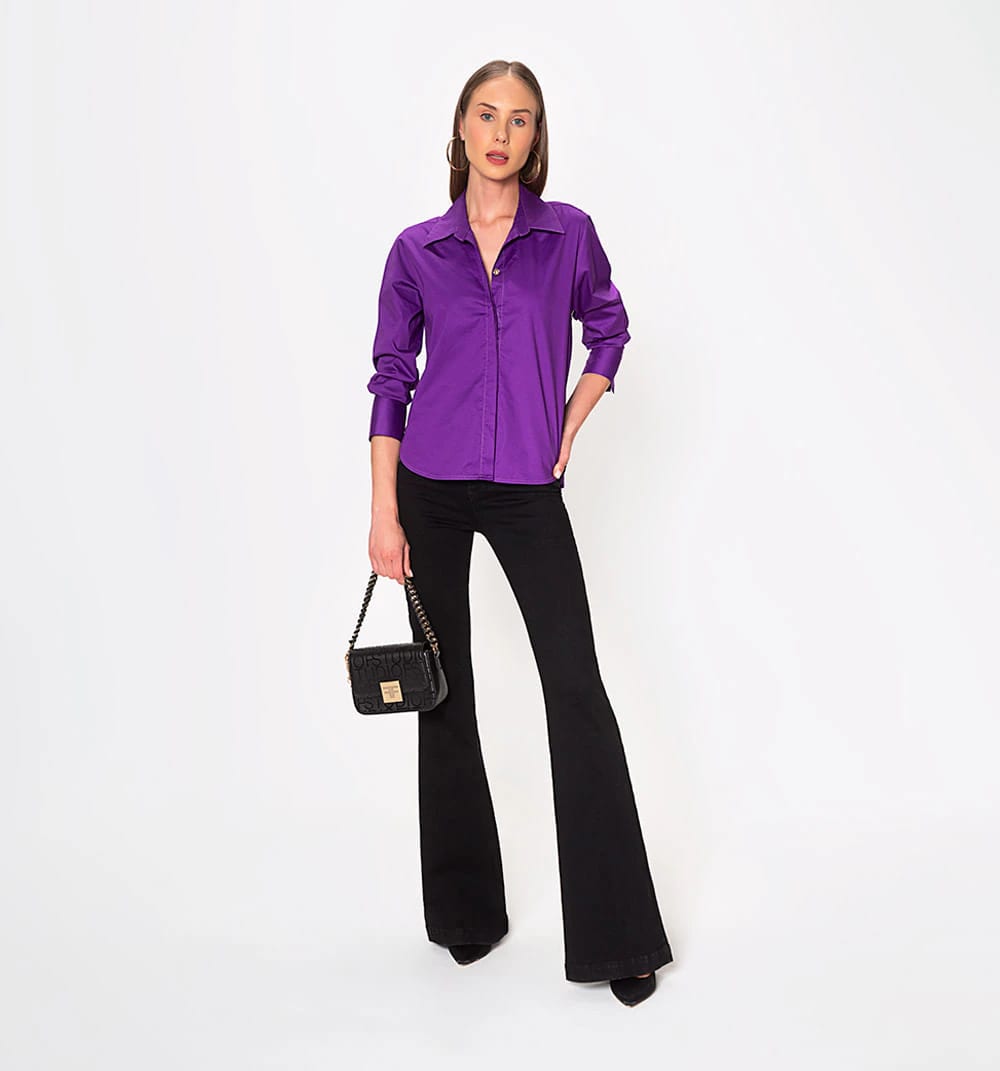 Blusa camisera manga larga con puño anch - imagen 1