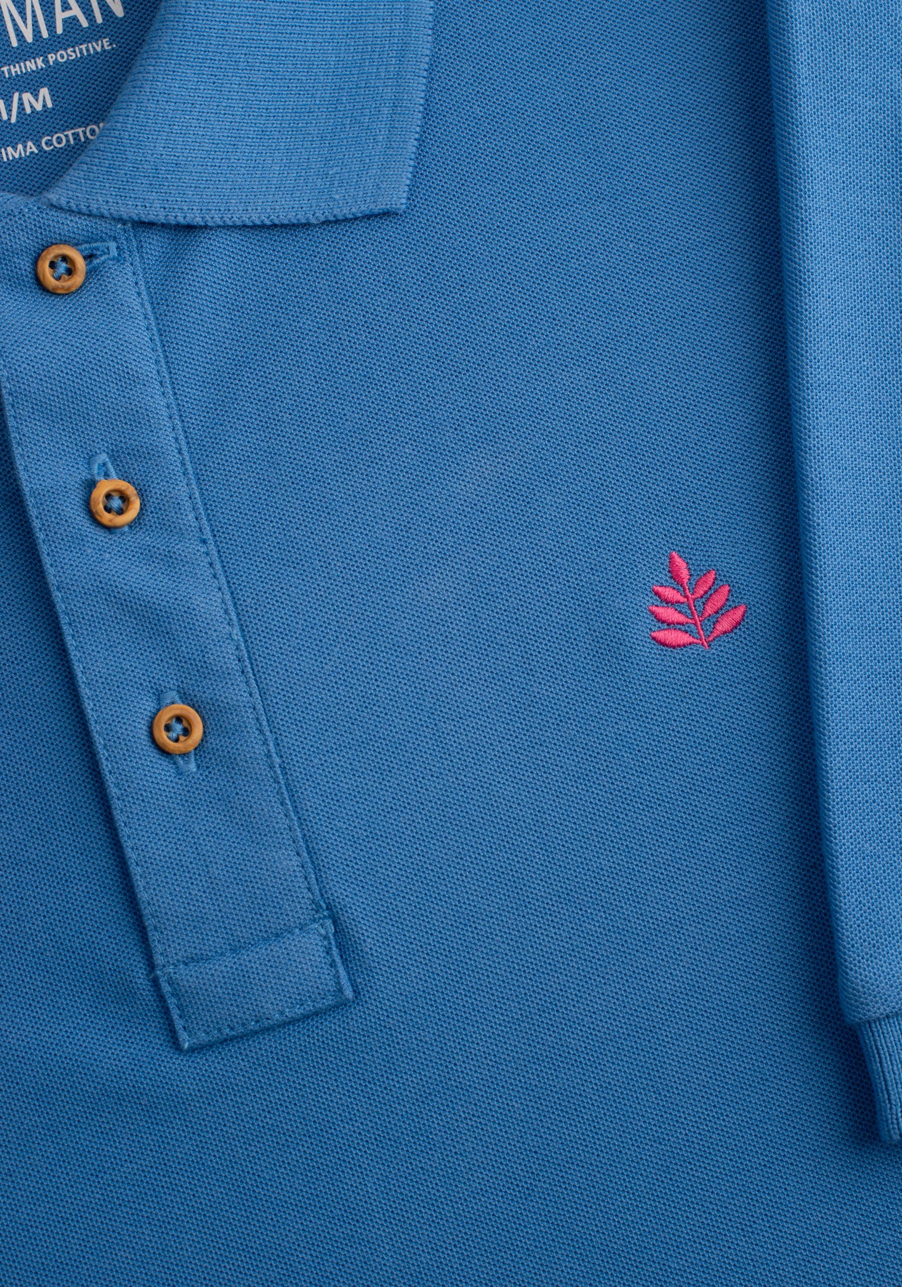 Camiseta Polo H Unicolor L-Fuc Azul Med - imagen 3