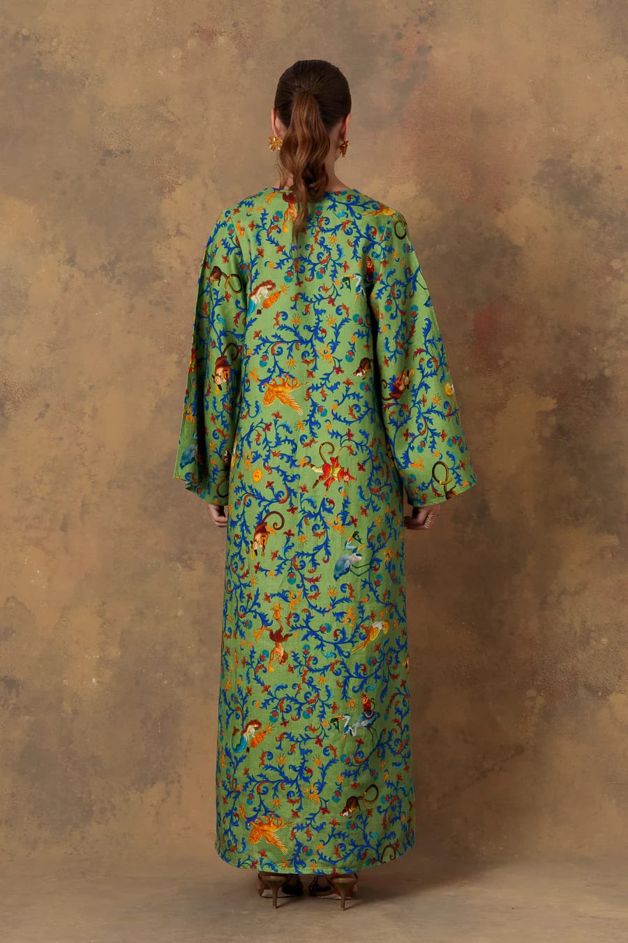 Women's kimono linen delphos green - imagen 6