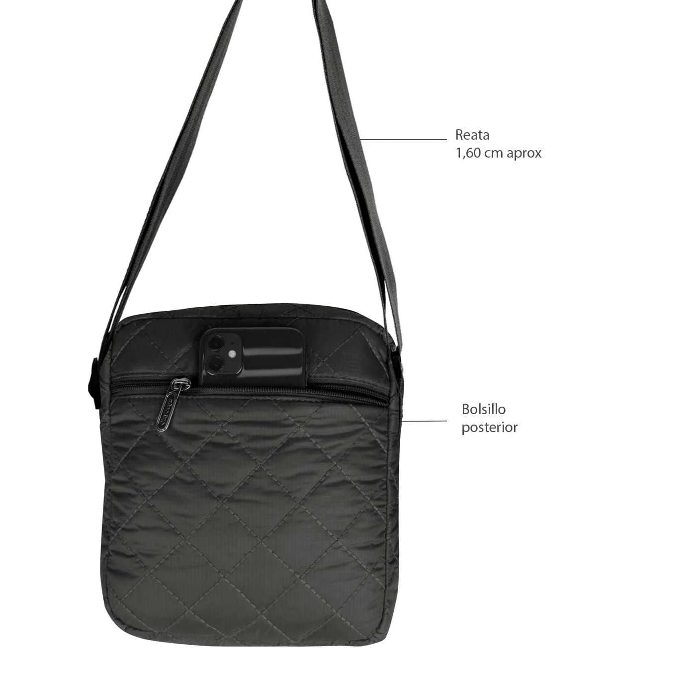Bolso Manos Libres Viajero puffer Gris - imagen 4