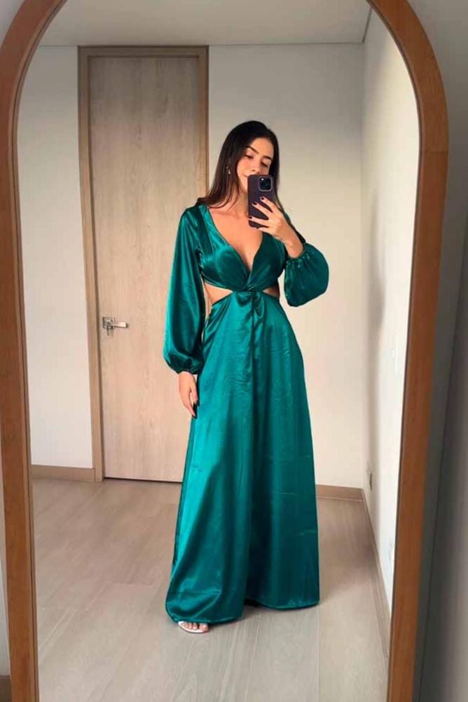 Vestido De Fiesta Manga larga y Falda Tipo A - imagen 2