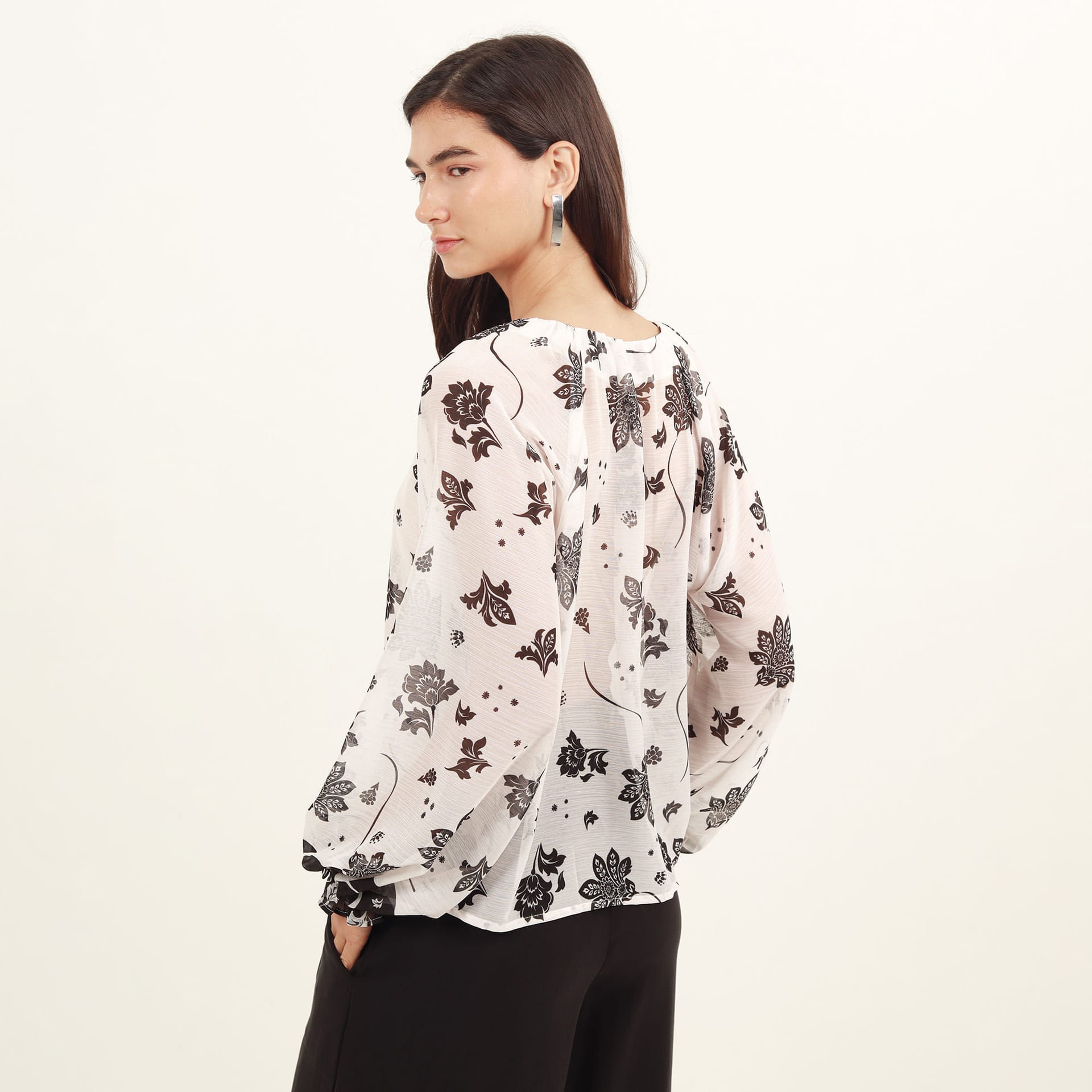 Blusa cuello redondo manga larga - imagen 5