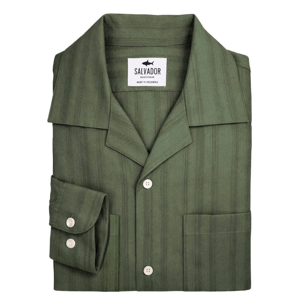 GUAYABERA BOLSILLOS VERDE MILITAR - imagen 1
