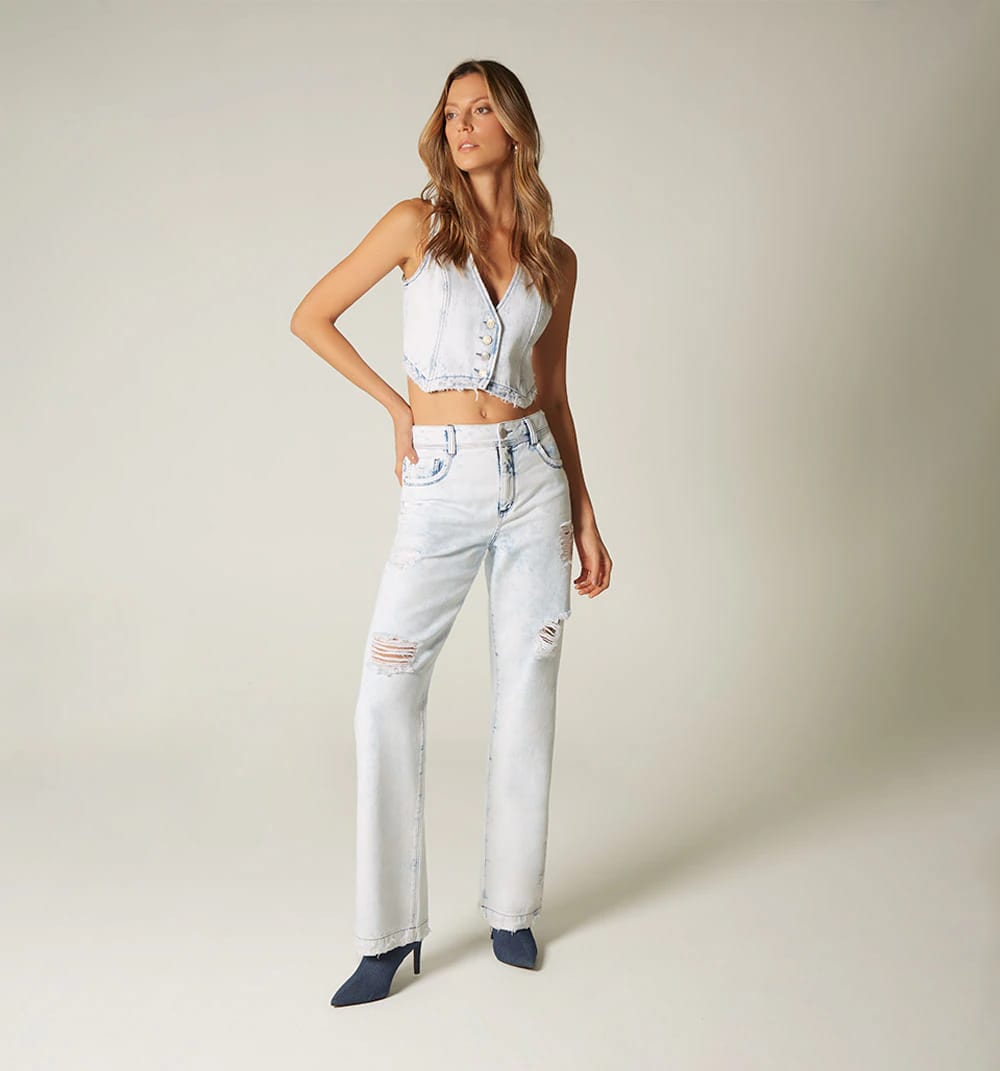 Chaleco  en denim azul claro - imagen 1