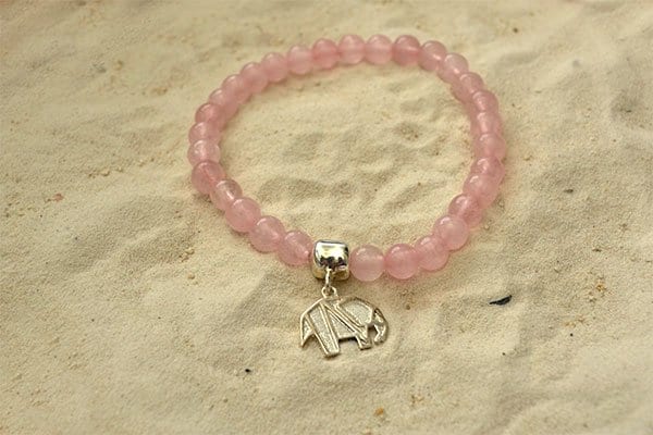 Pulsera Cuarzo Rosa dije elefante P - imagen 3