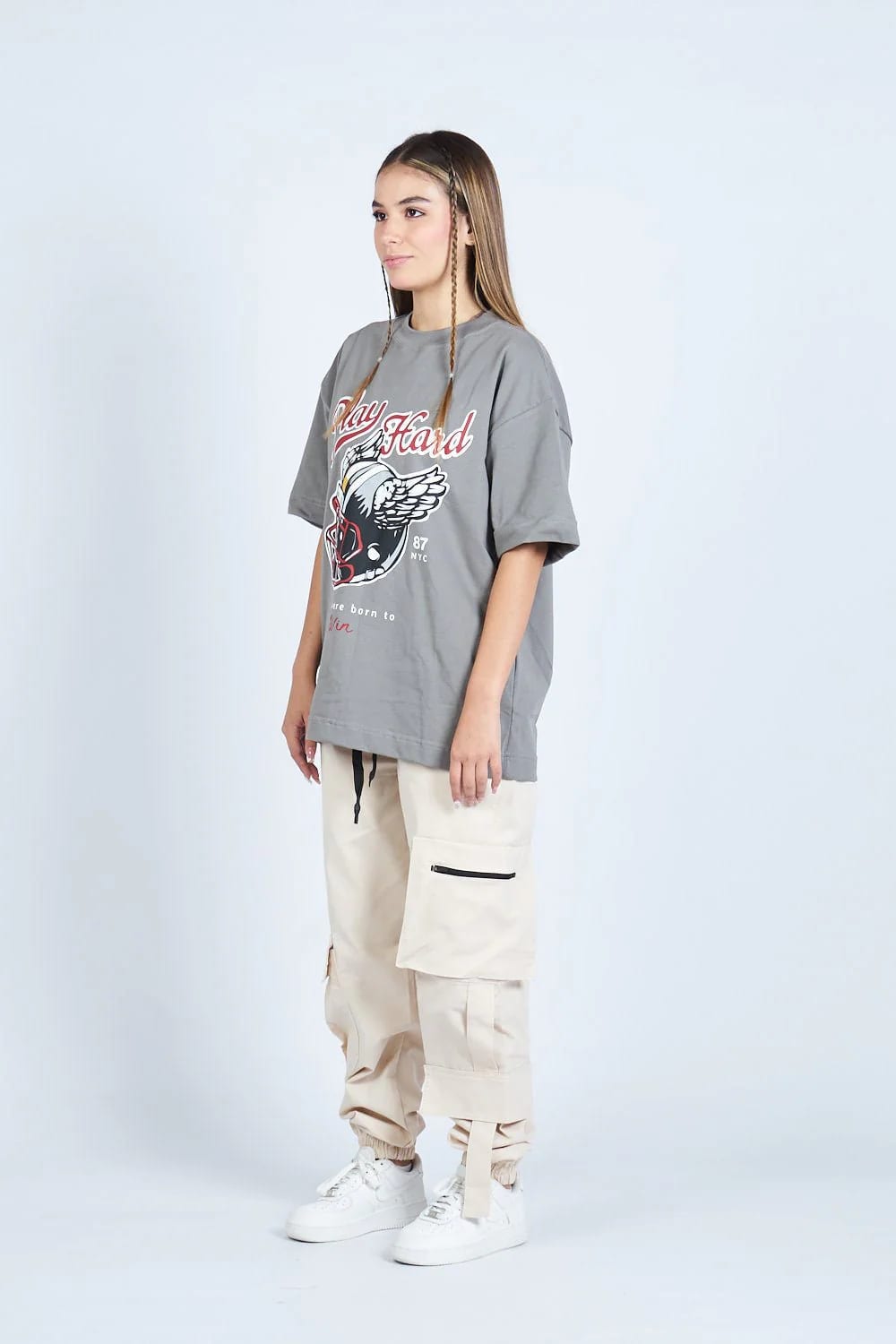 Camiseta oversize PLAY HARD GRIS | DROP 03 | - imagen 2