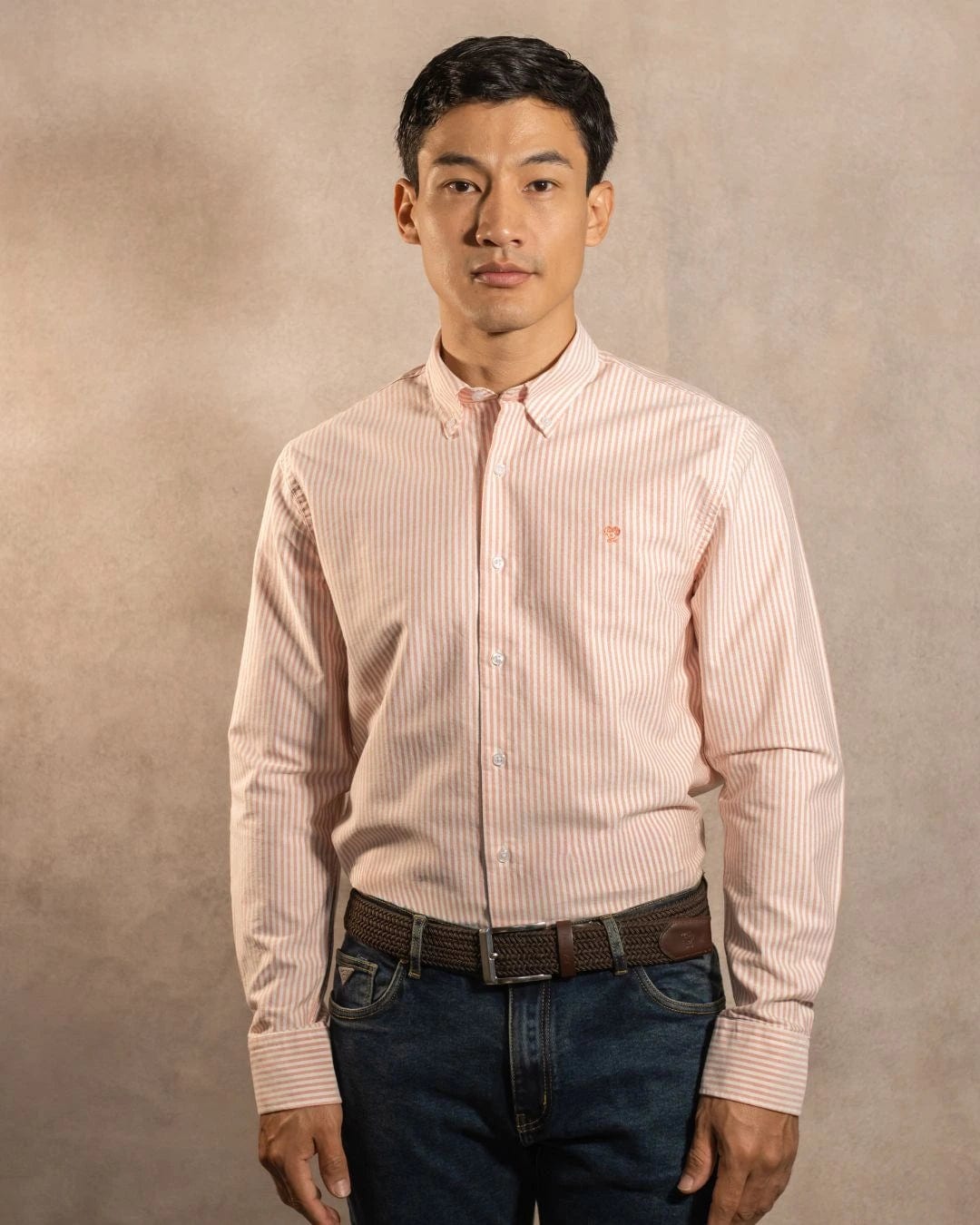 Camisa Antimanchas Oxford Rayas Coral - imagen 4