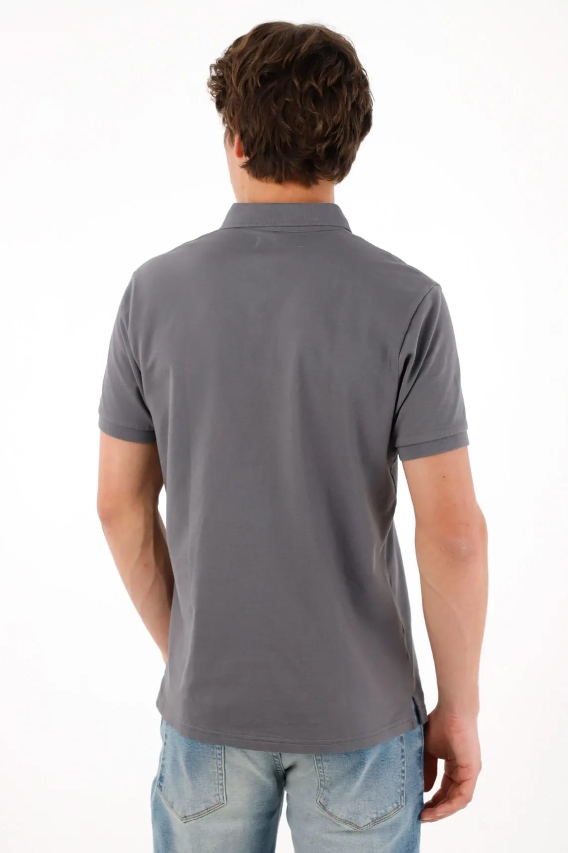 Polo con mini raqueta gris con acabado ligero para hombre - imagen 8