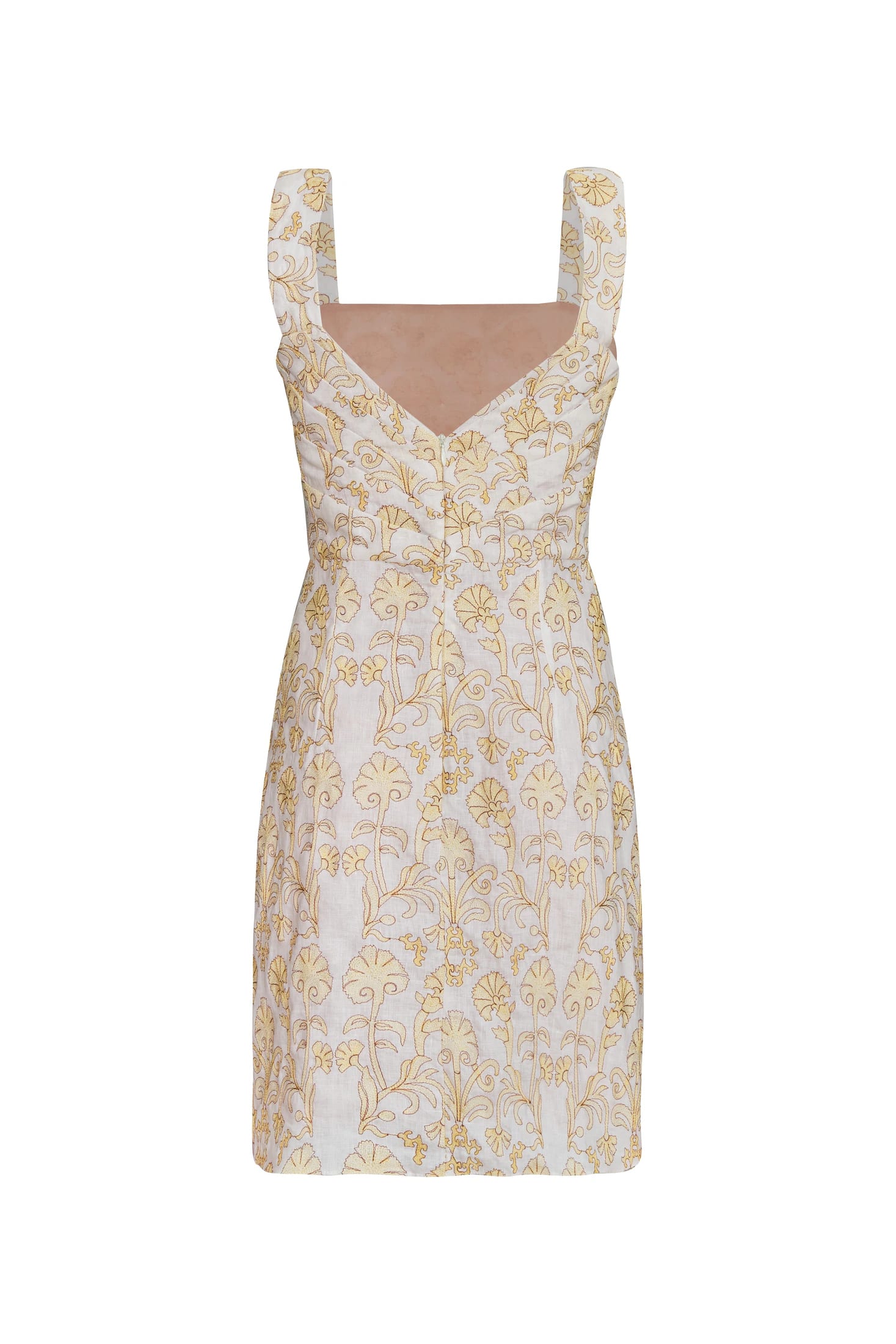 Micaela Embroidered Linen Mini Dress / Yellow Flowers - imagen 3