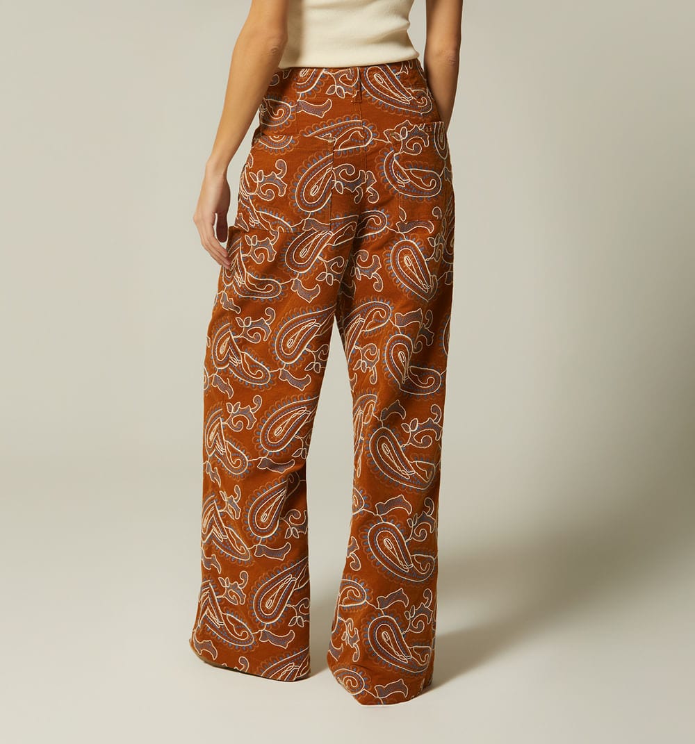 Pantalon palazo tiro alto en jacquard - imagen 4